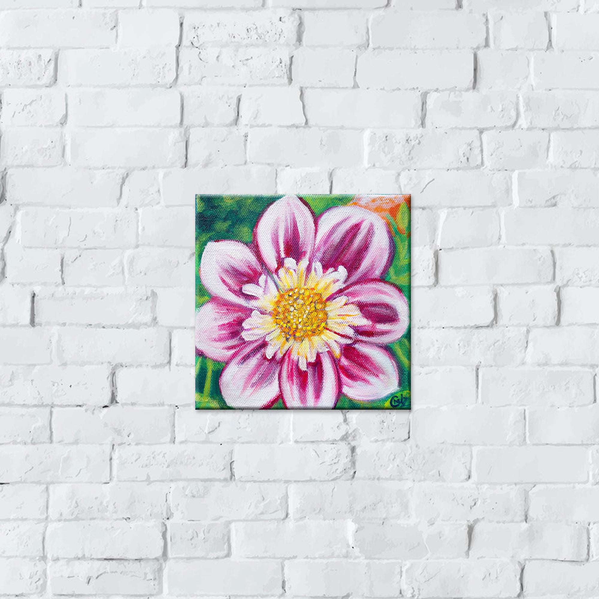 Pink Dahlia Original Painting
