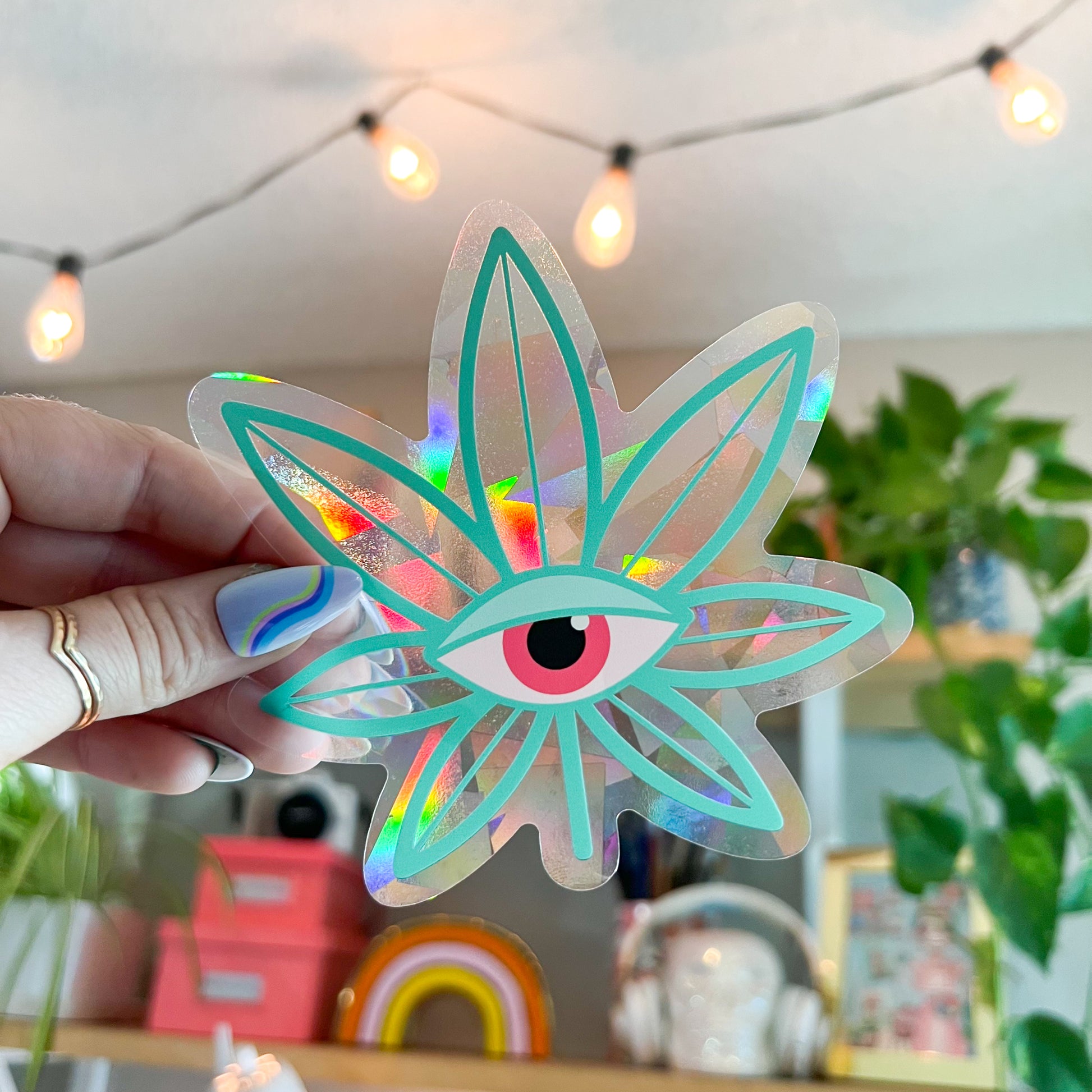 Weed Leaf Suncatcher Decal