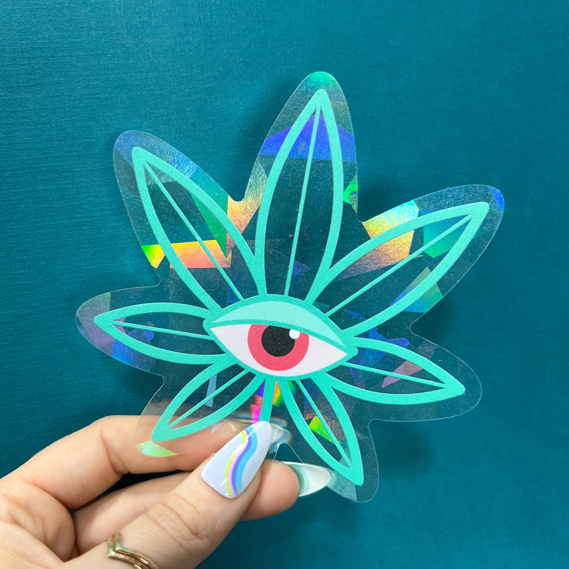 Weed Leaf Suncatcher Decal