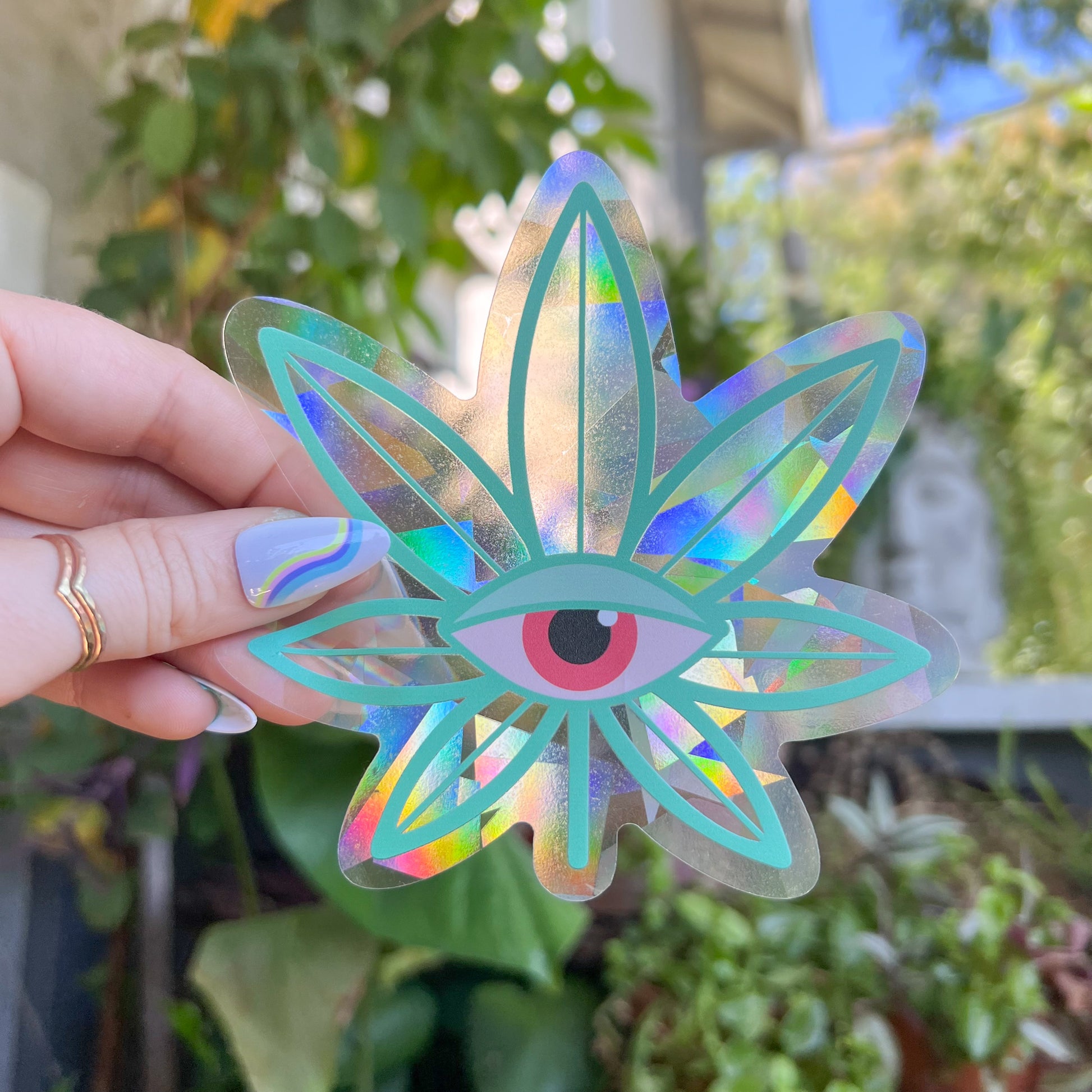 Weed Leaf Suncatcher Decal