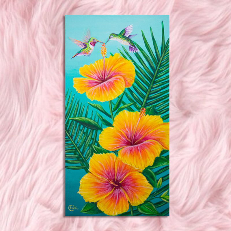 Hibiscus Hummingbirds Art Print