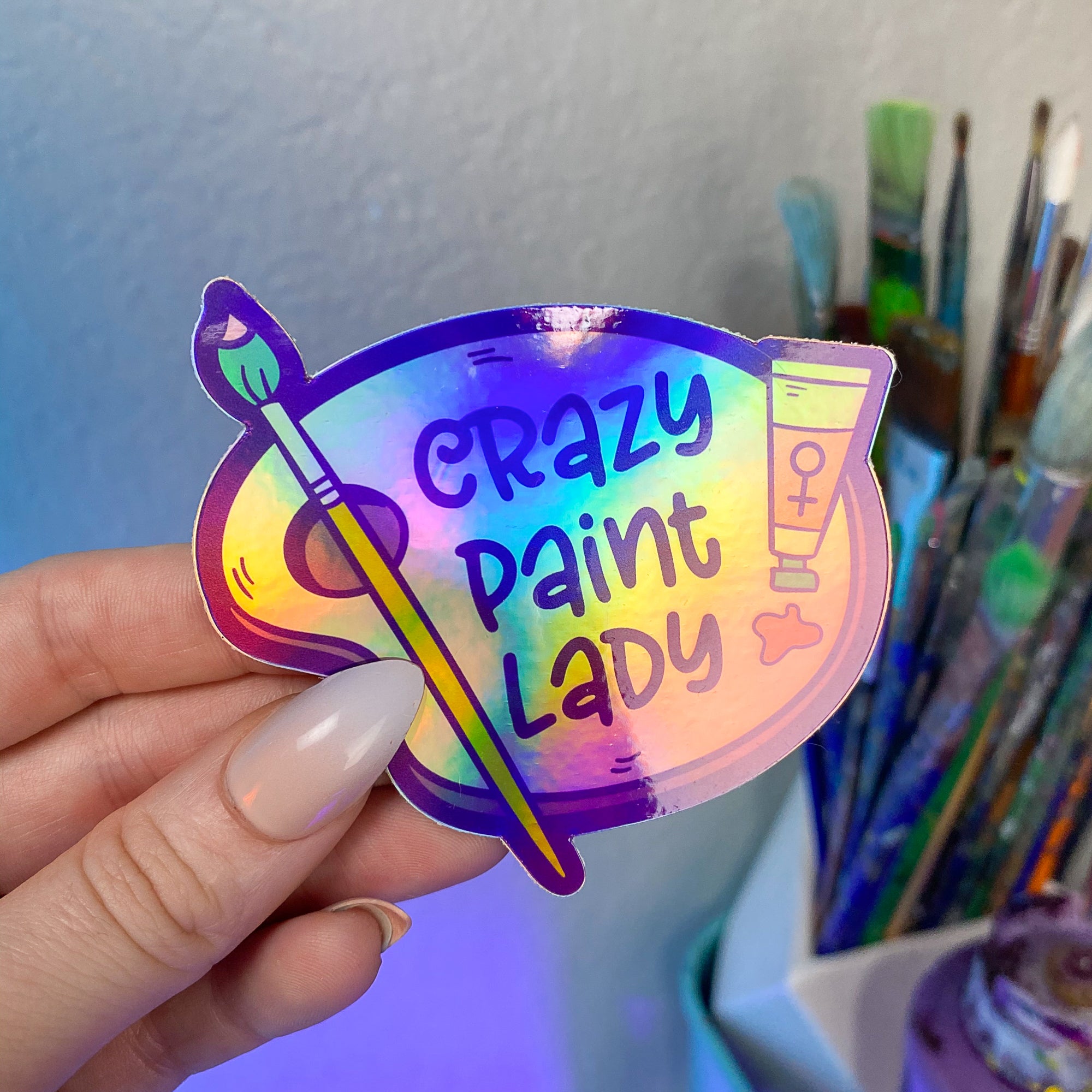 Crazy Paint Lady Vinyl Sticker