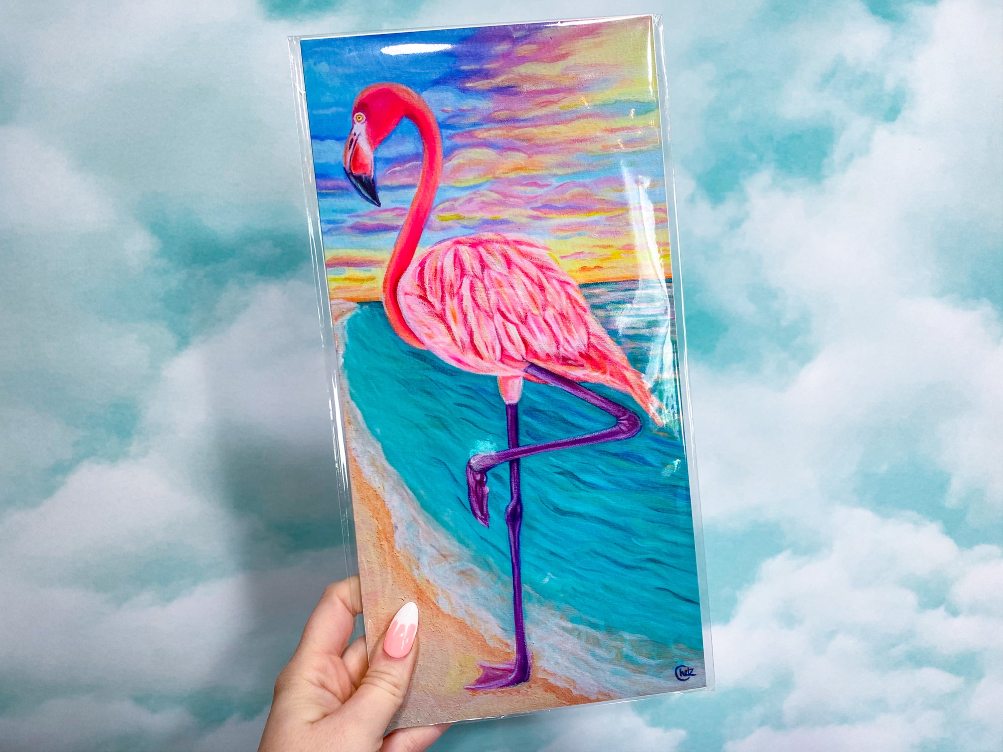 Flamingo Beach Art Print