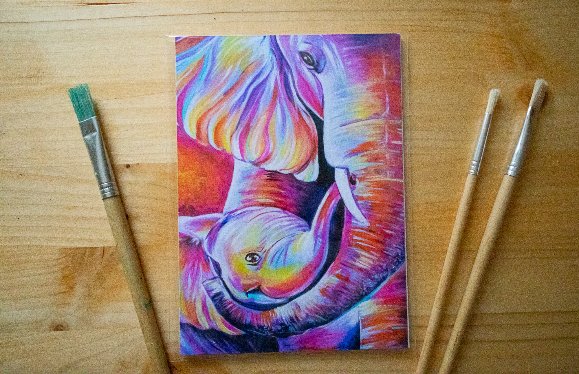 Motherhood: Elephant Mom and Daughter Art Print