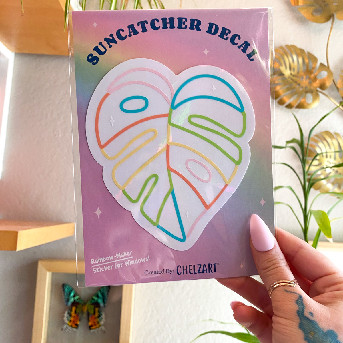 Monstera Leaf Suncatcher Decal