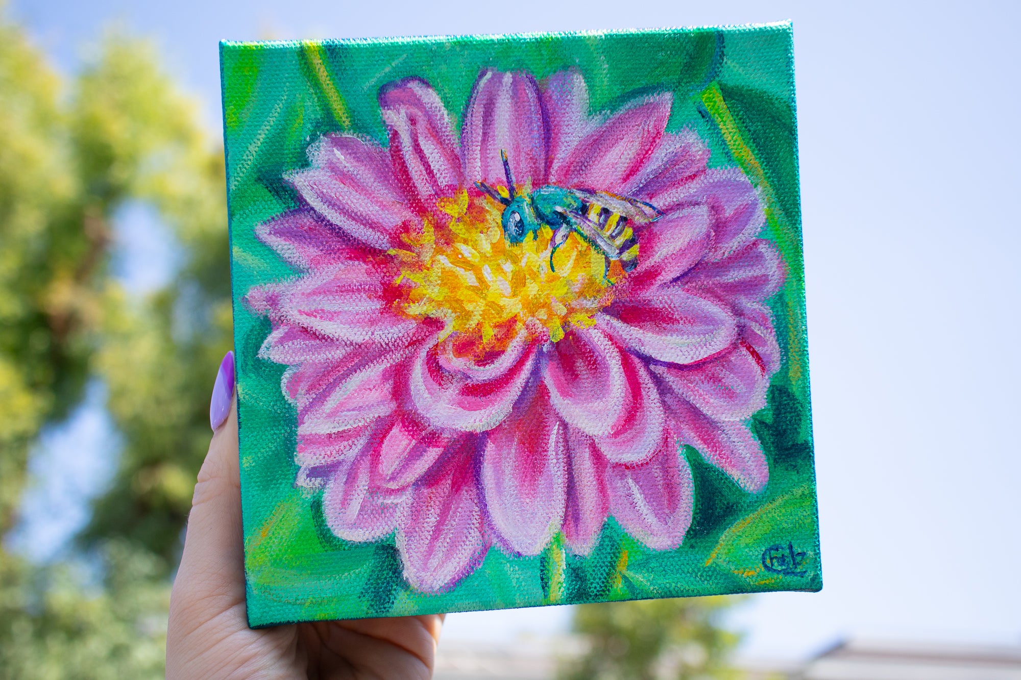 Pink China Aster Original Painting