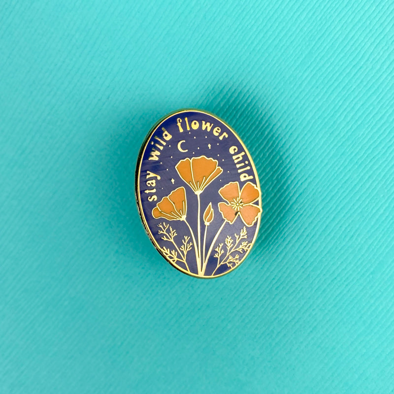 Stay Wild Flower Child Enamel Pin