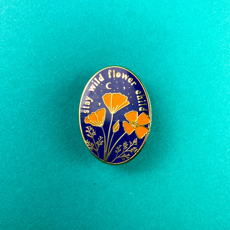 Stay Wild Flower Child Enamel Pin