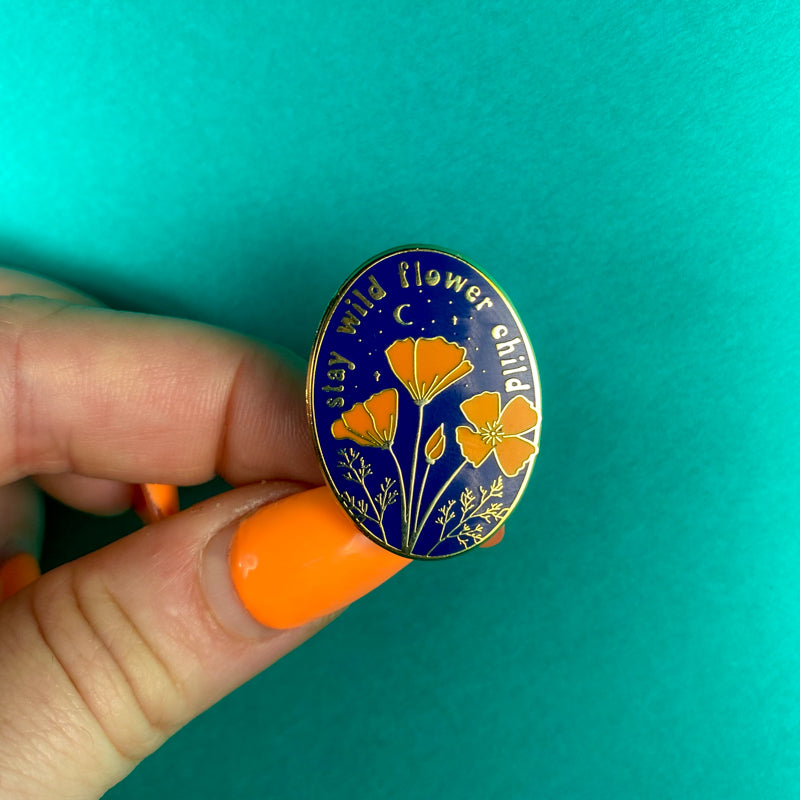 Stay Wild Flower Child Enamel Pin
