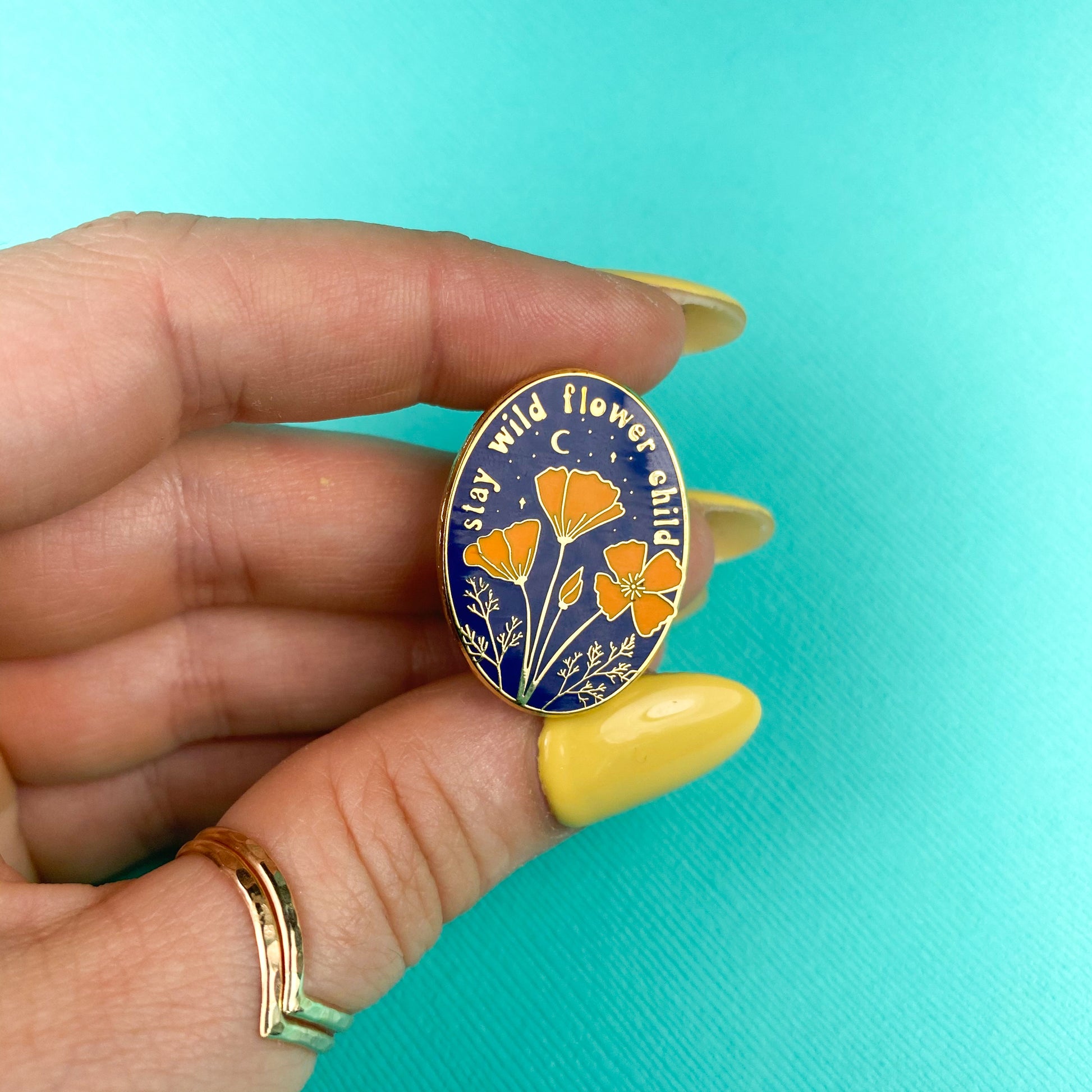 Stay Wild Flower Child Enamel Pin