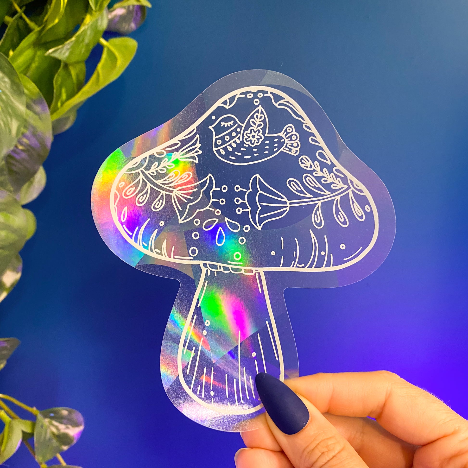 Boho Mushroom Suncatcher Decal