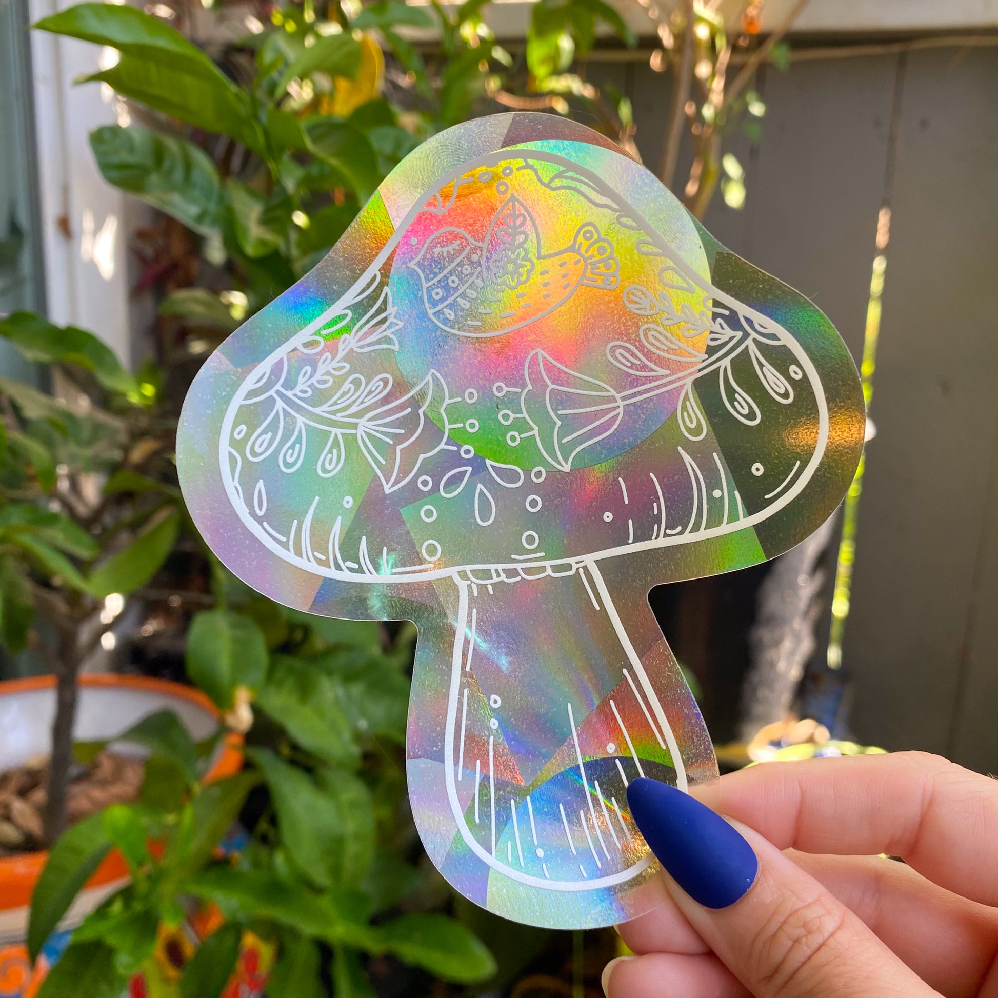 Boho Mushroom Suncatcher Decal