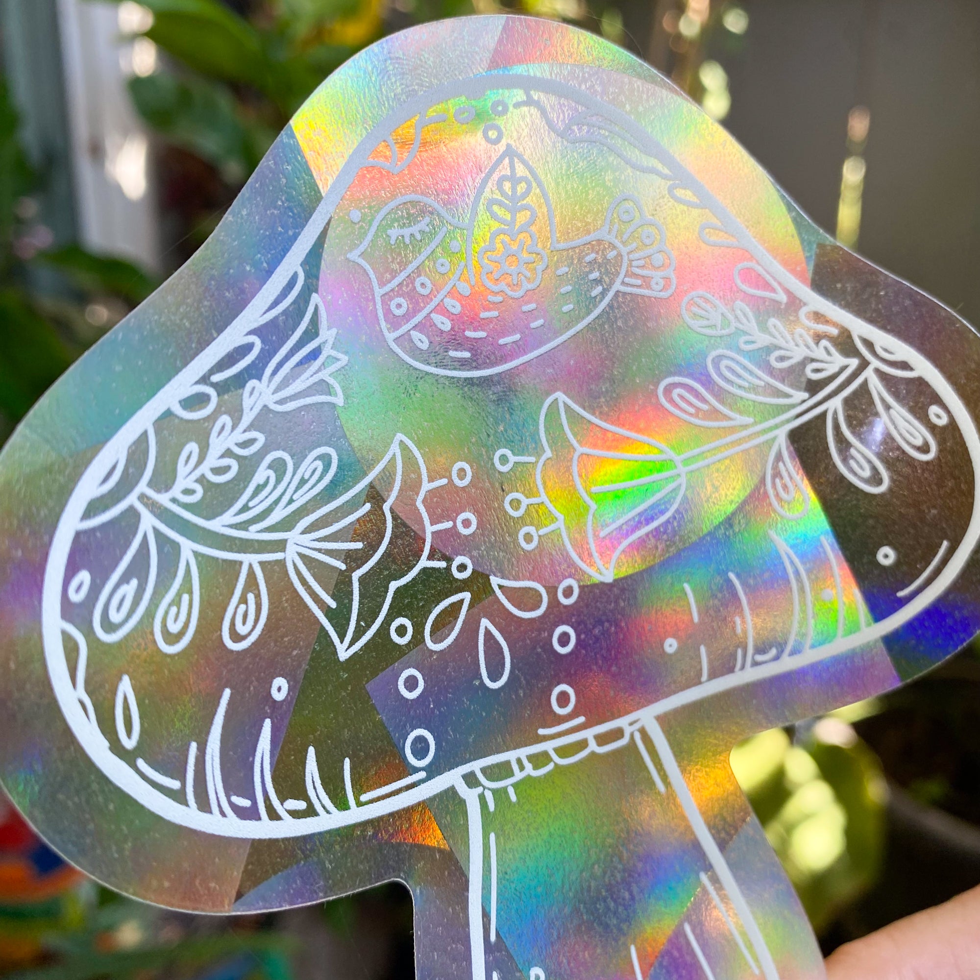 Boho Mushroom Suncatcher Decal