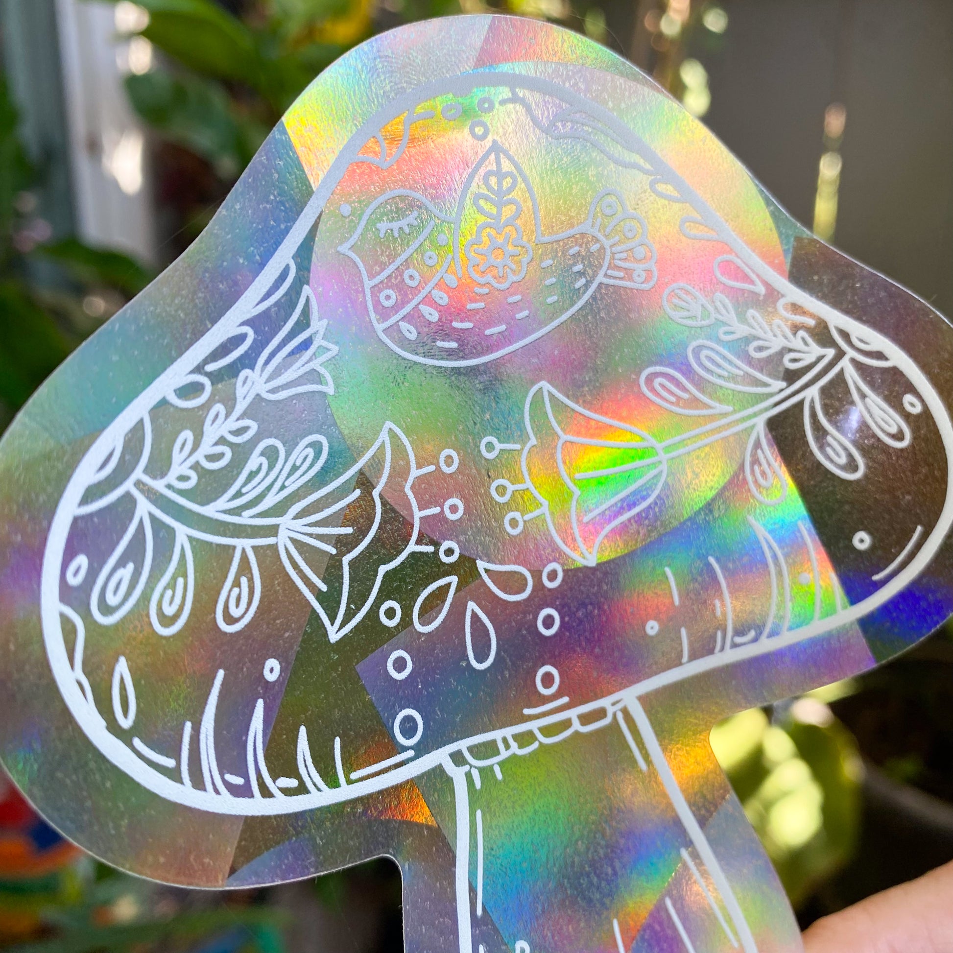 Boho Mushroom Suncatcher Decal