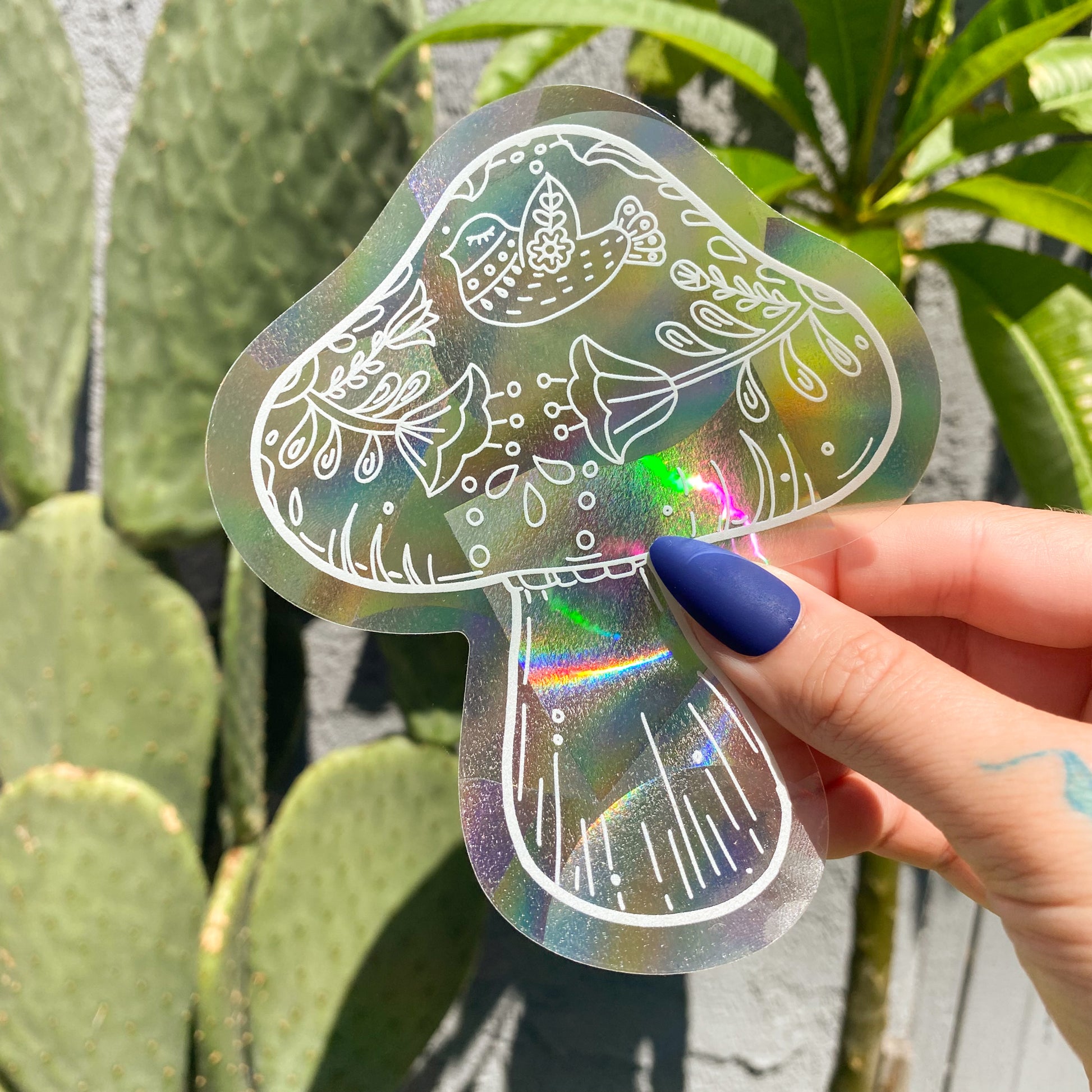 Boho Mushroom Suncatcher Decal
