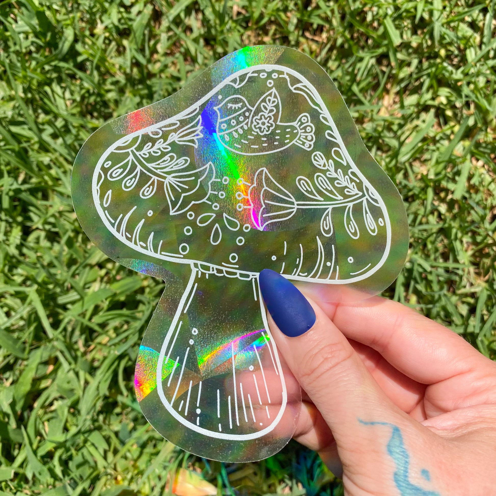 Boho Mushroom Suncatcher Decal