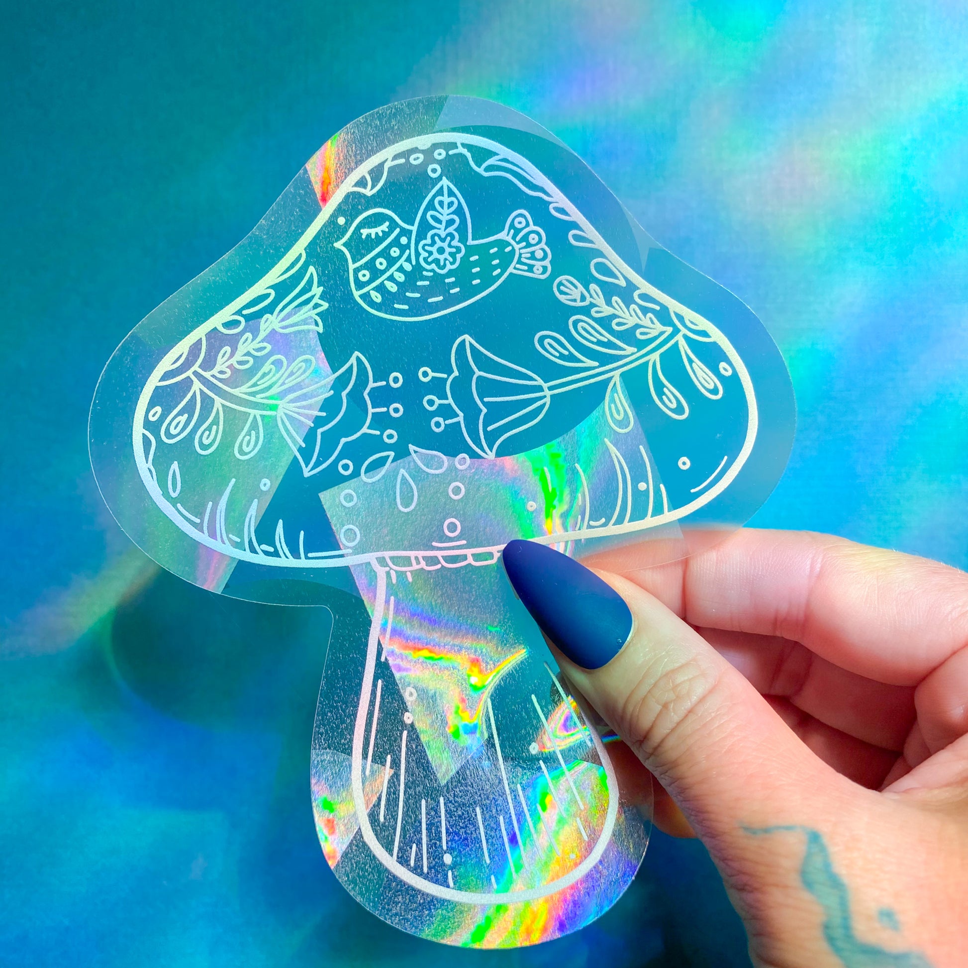 Boho Mushroom Suncatcher Decal