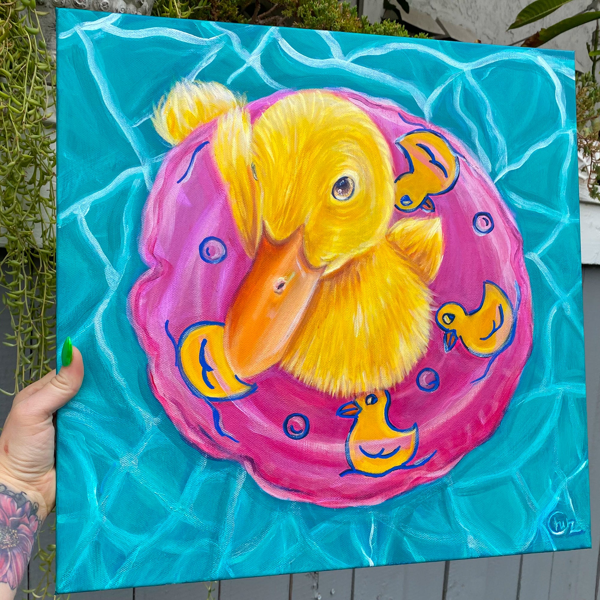 Pool Party Duck Original Painting