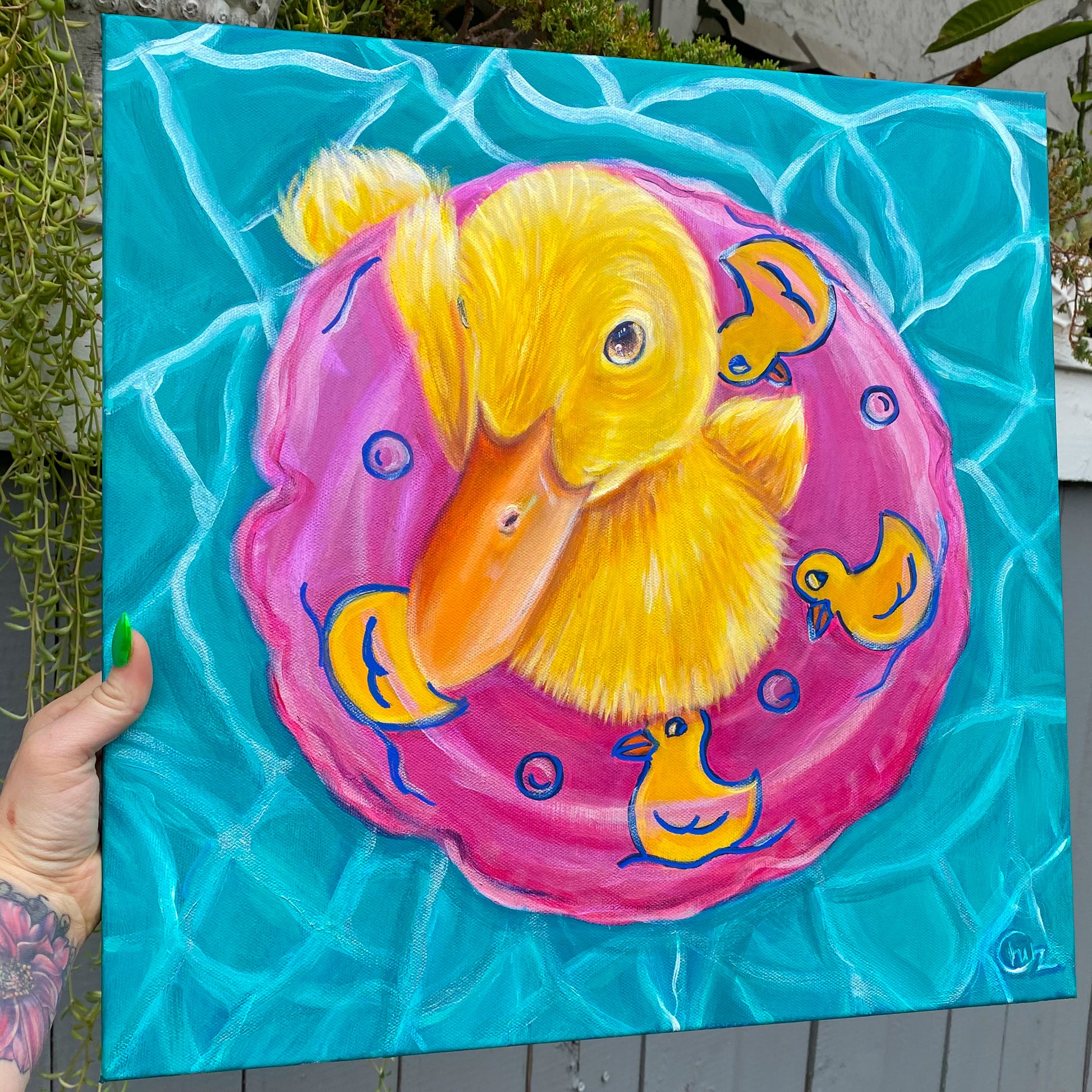 Pool Party Duck Original Painting