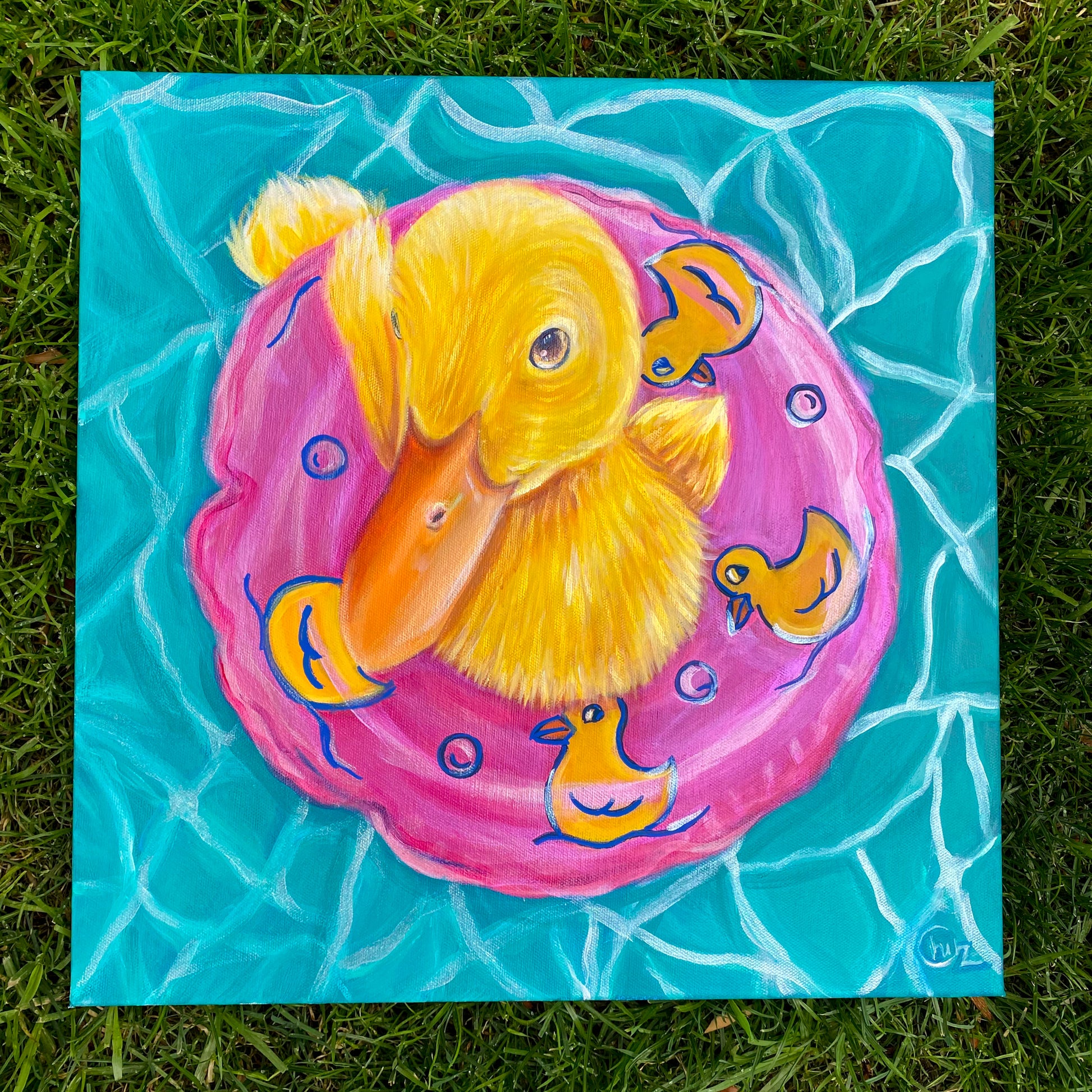 Pool Party Duck Original Painting