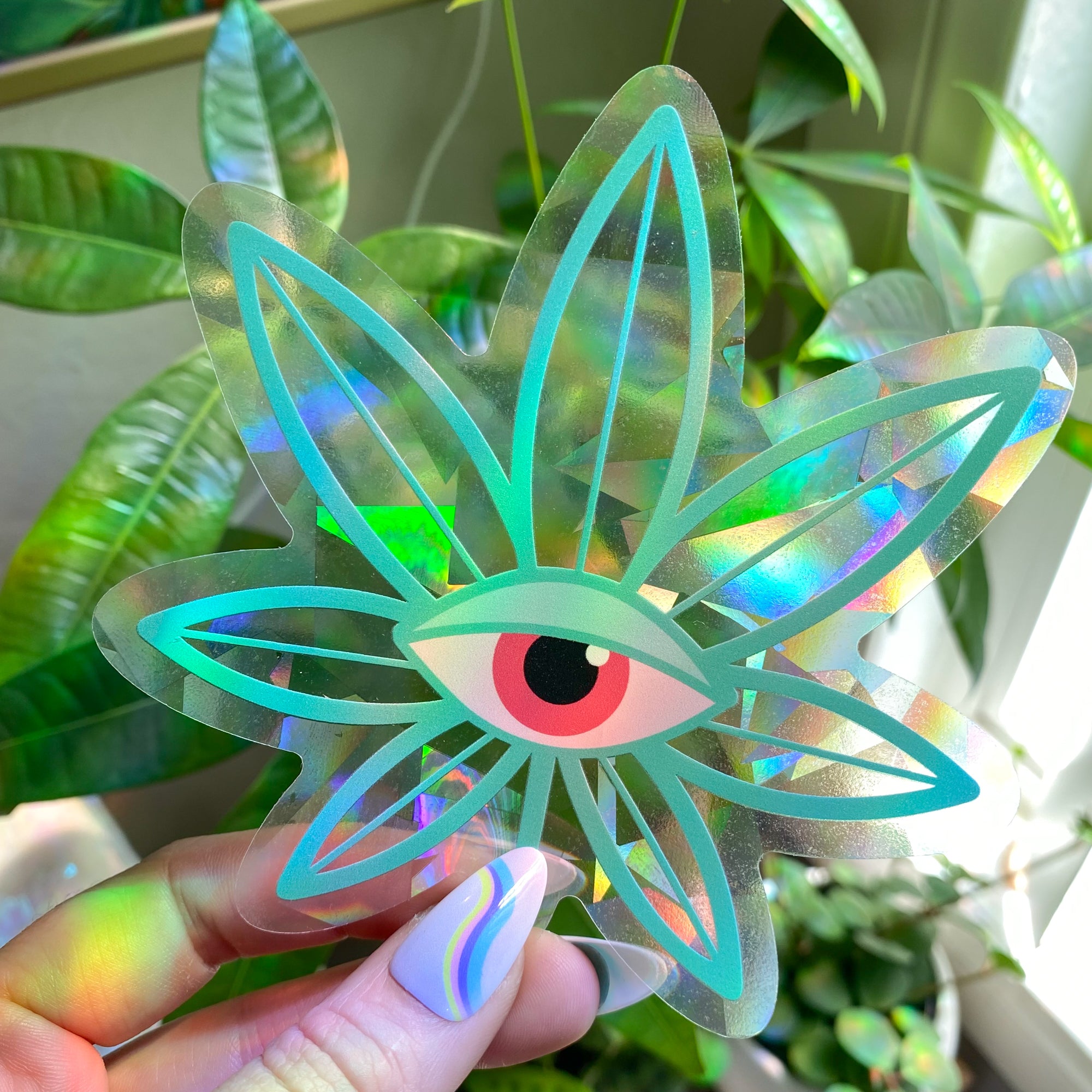 Weed Leaf Suncatcher Decal