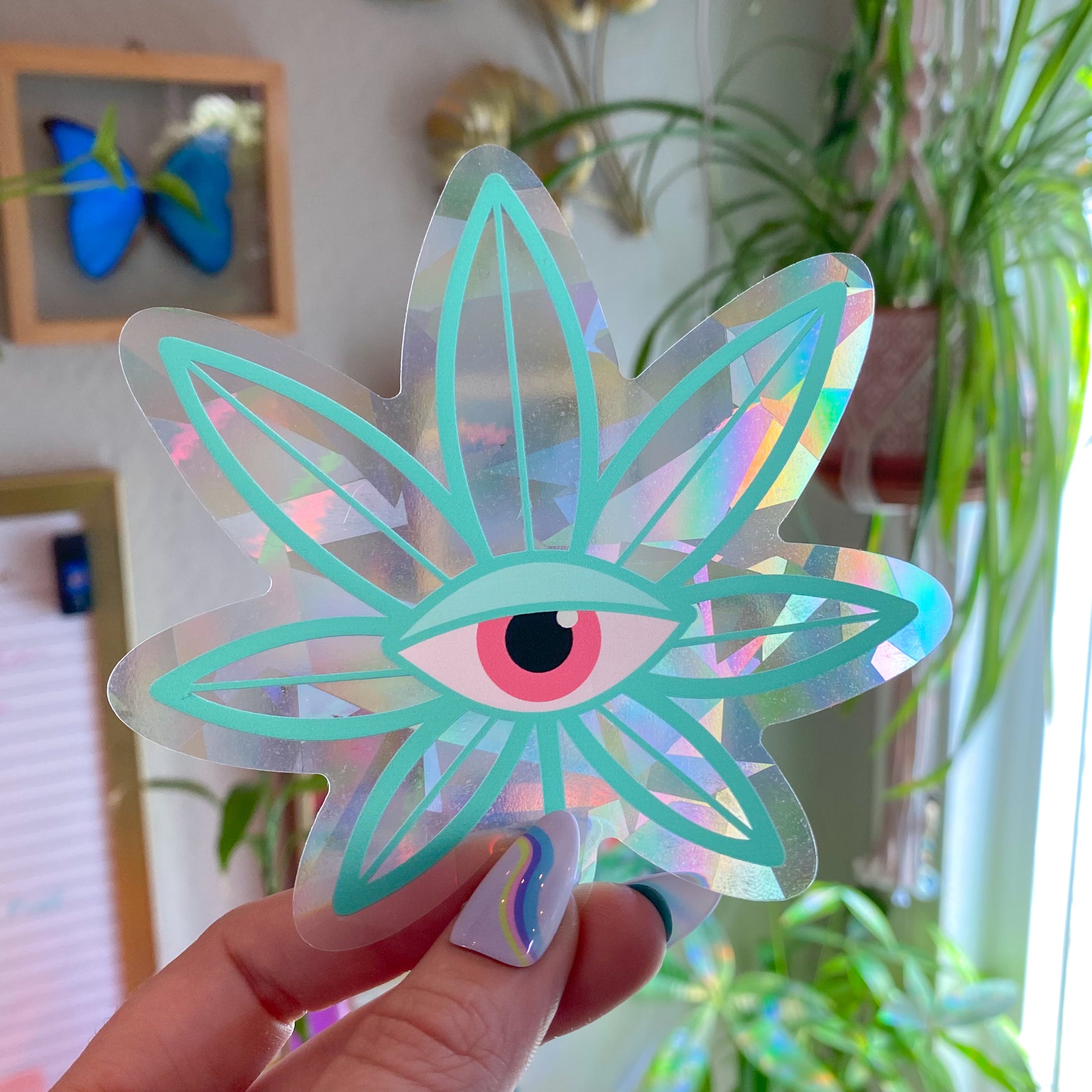 Weed Leaf Suncatcher Decal