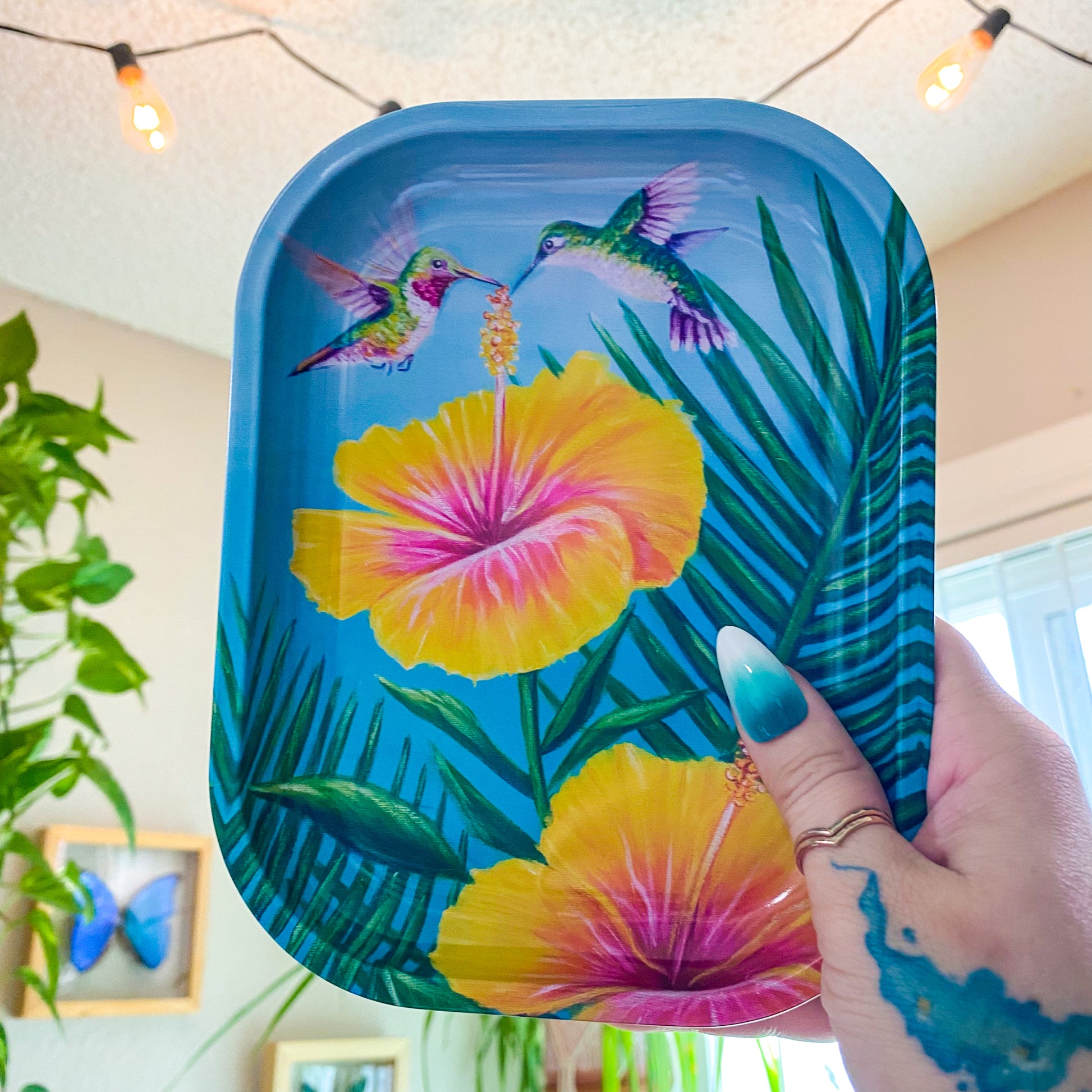 Hibiscus Hummingbirds Trinket Tray