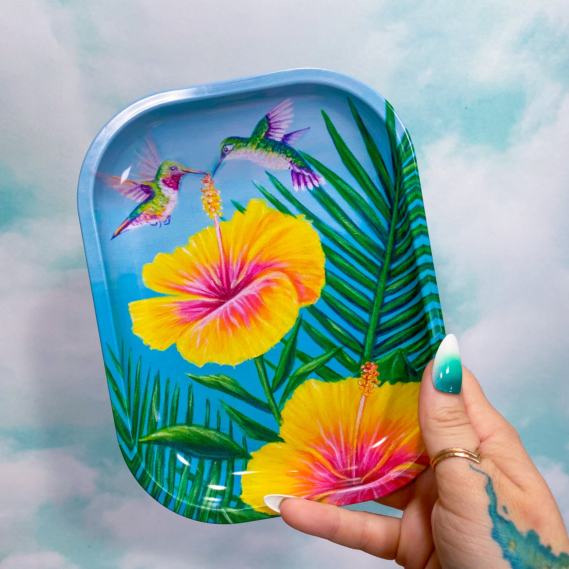 Hibiscus Hummingbirds Trinket Tray
