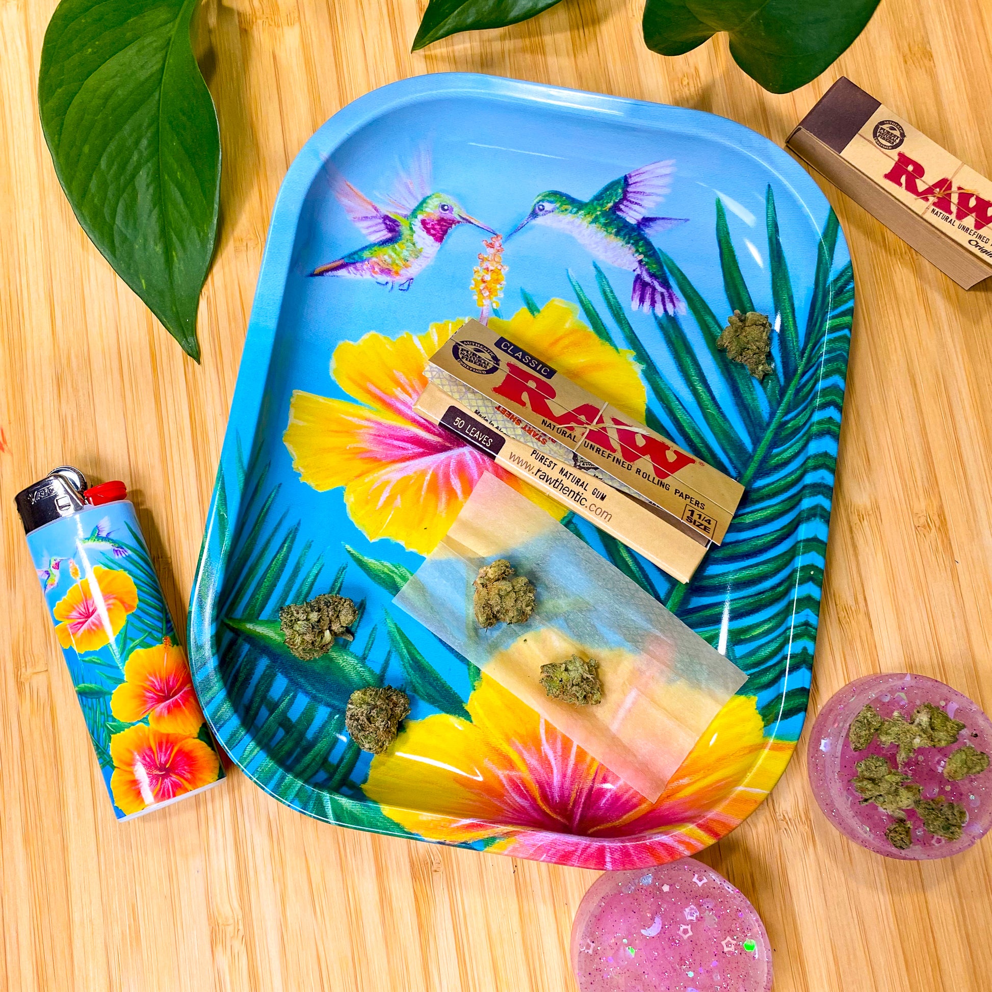 Hibiscus Hummingbirds Trinket Tray