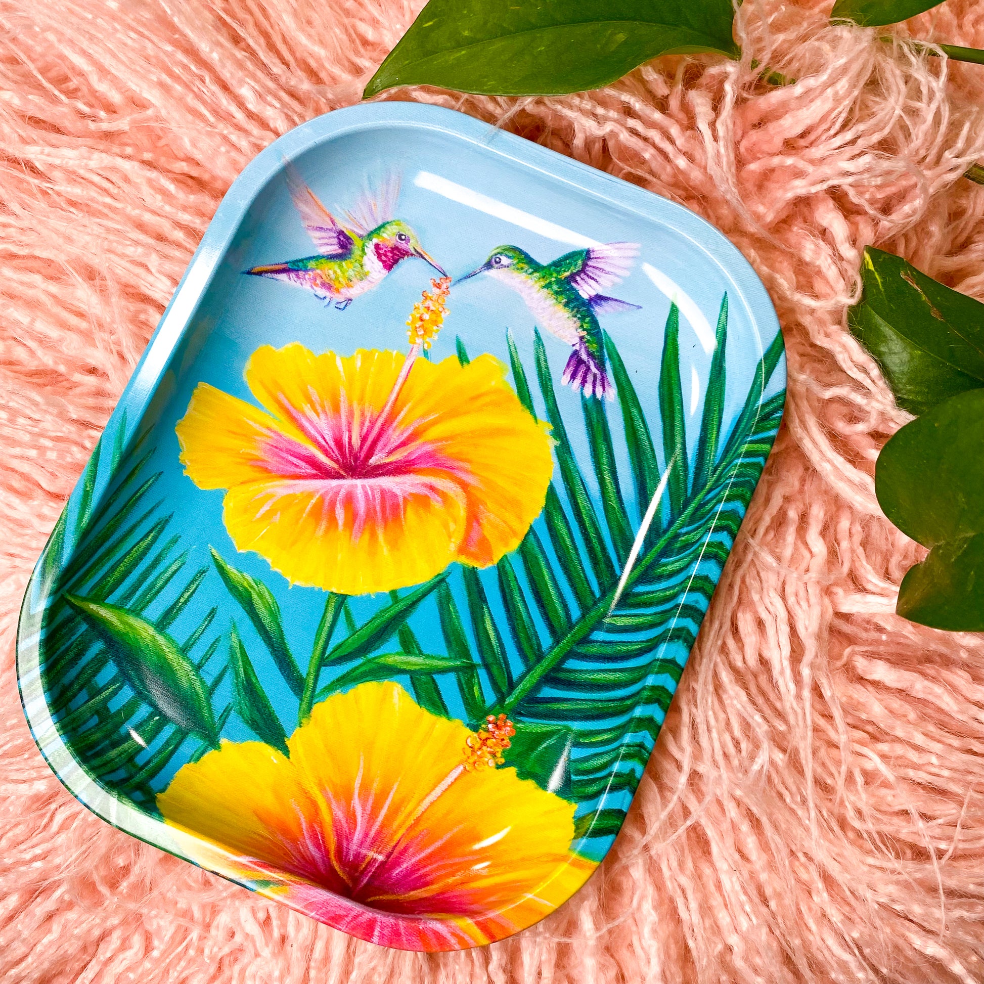 Hibiscus Hummingbirds Trinket Tray