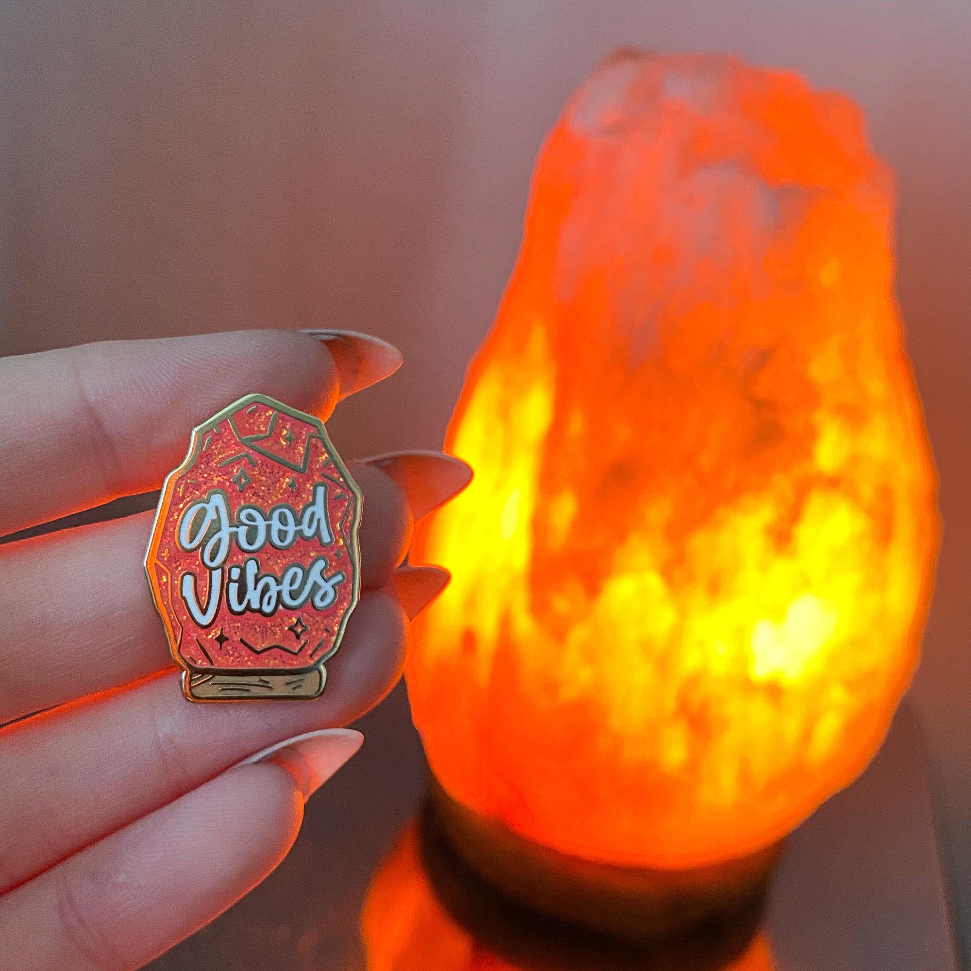 Good Vibes Salt Lamp Enamel Pin
