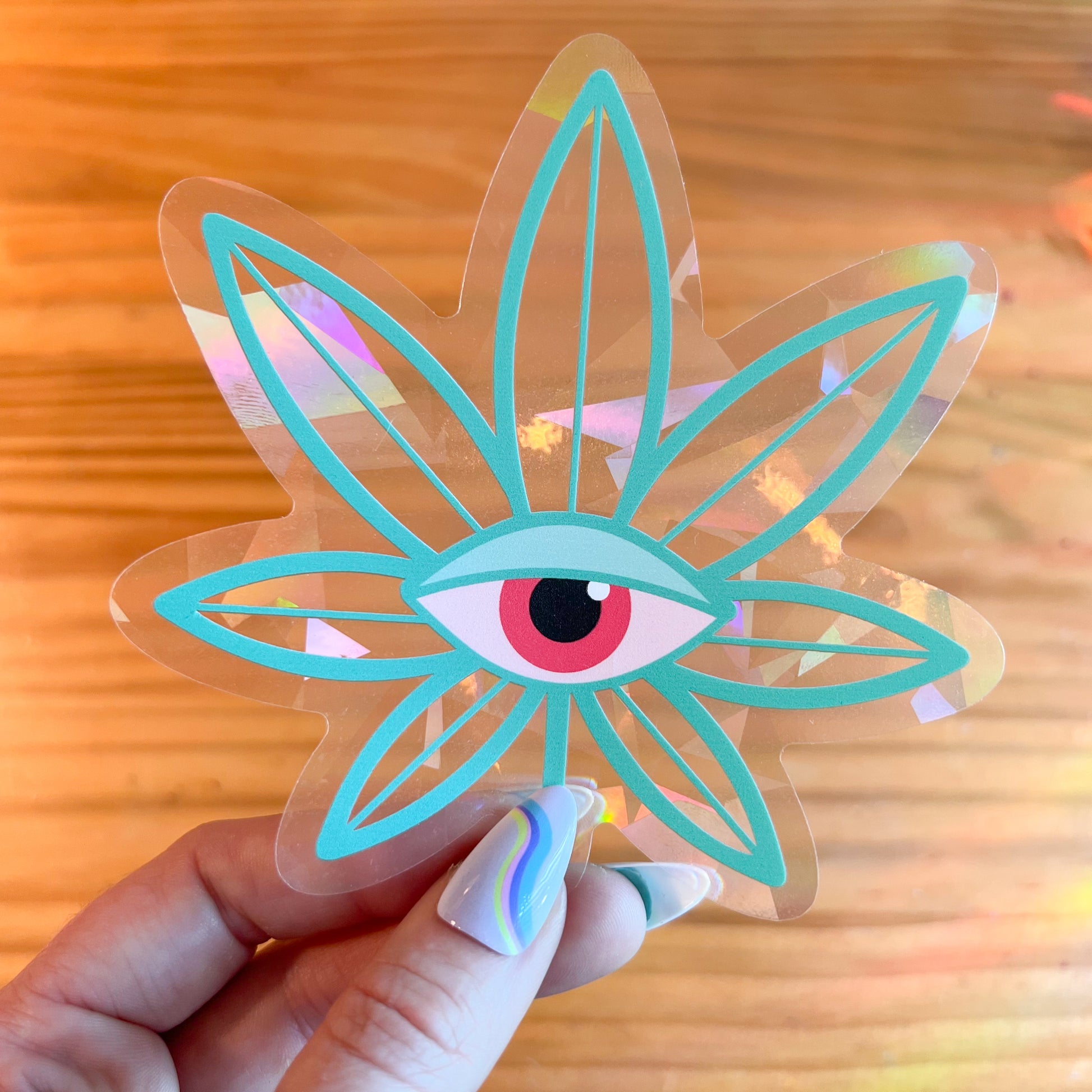Weed Leaf Suncatcher Decal