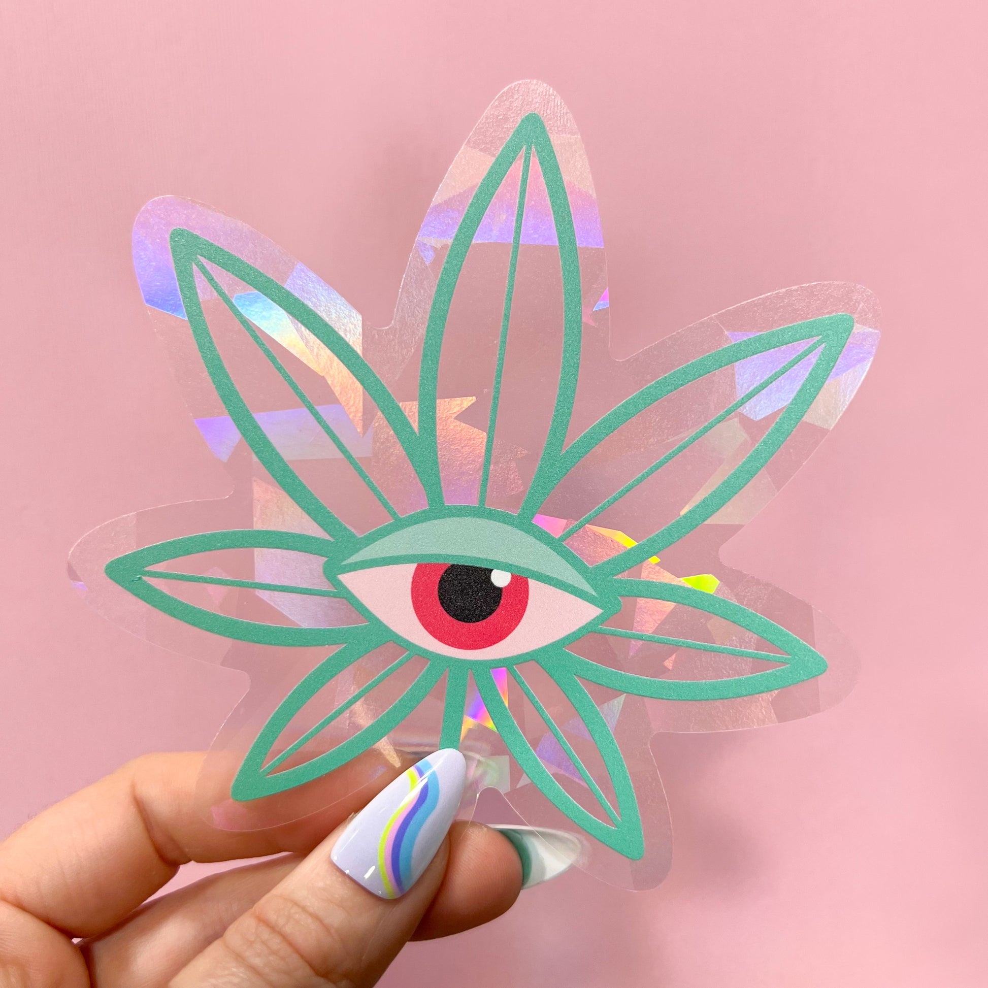 Weed Leaf Suncatcher Decal