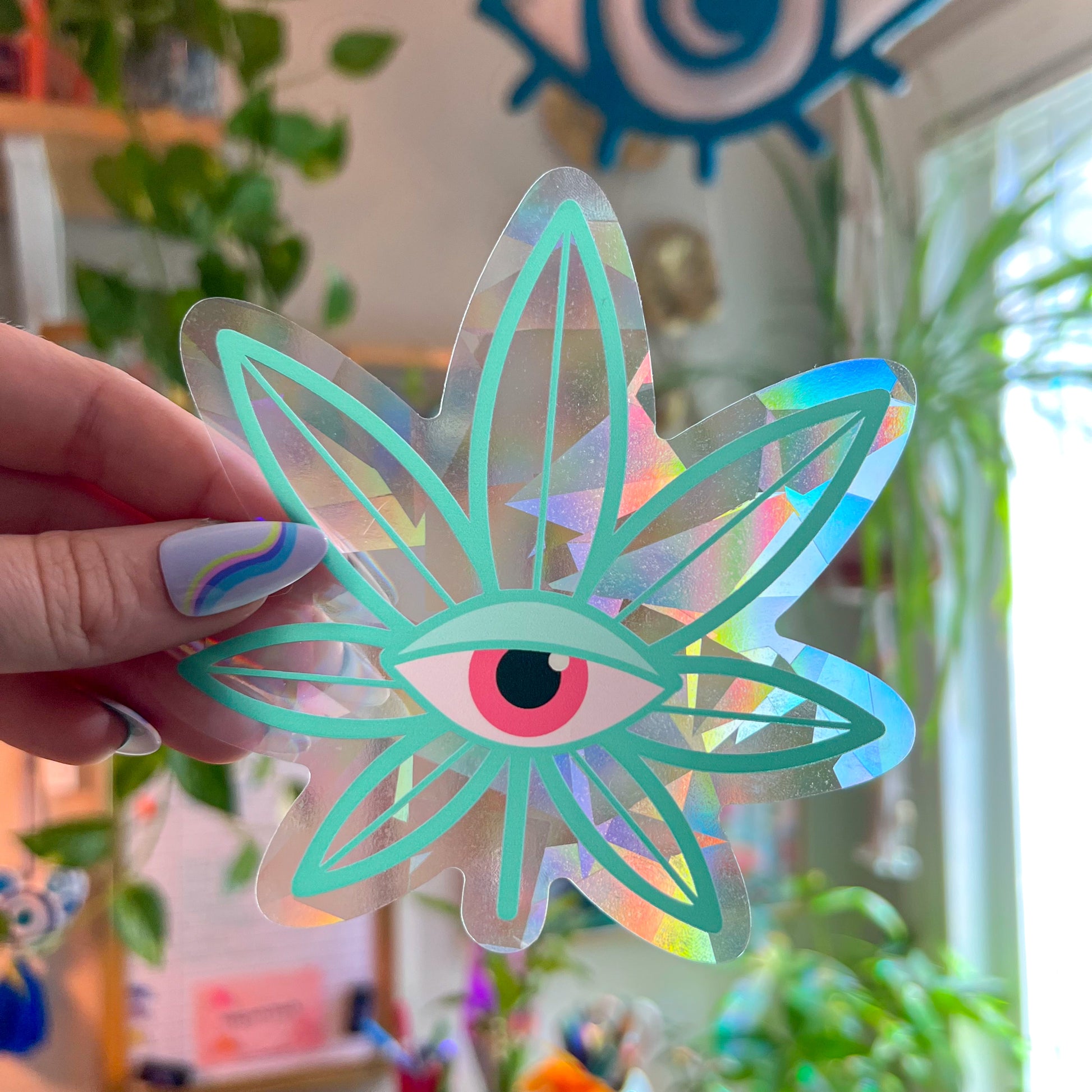 Weed Leaf Suncatcher Decal