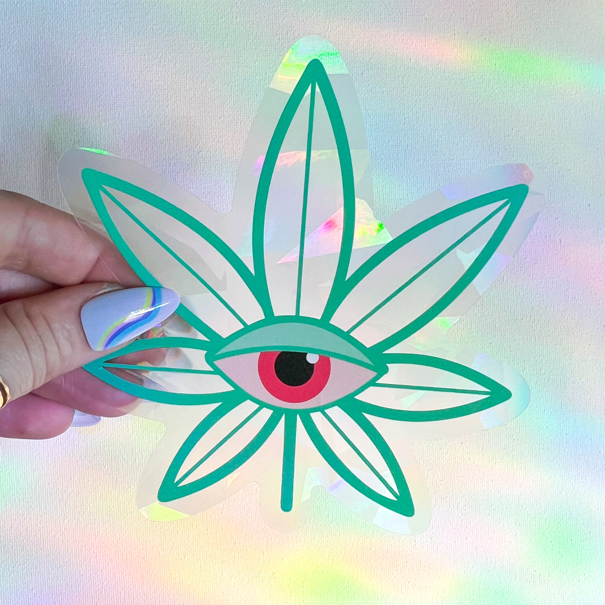 Weed Leaf Suncatcher Decal