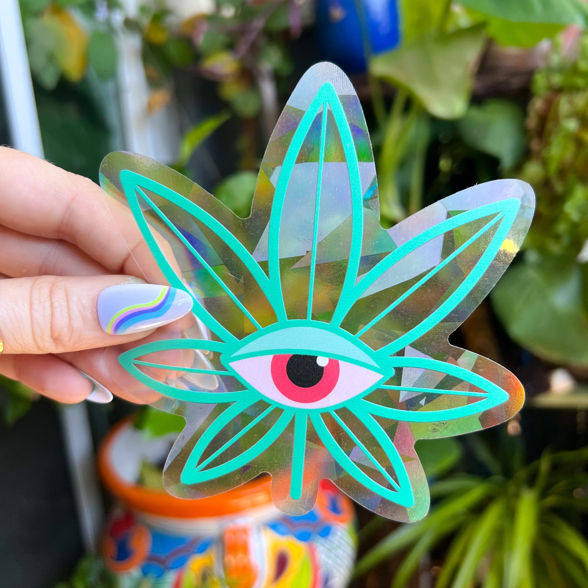 Weed Leaf Suncatcher Decal