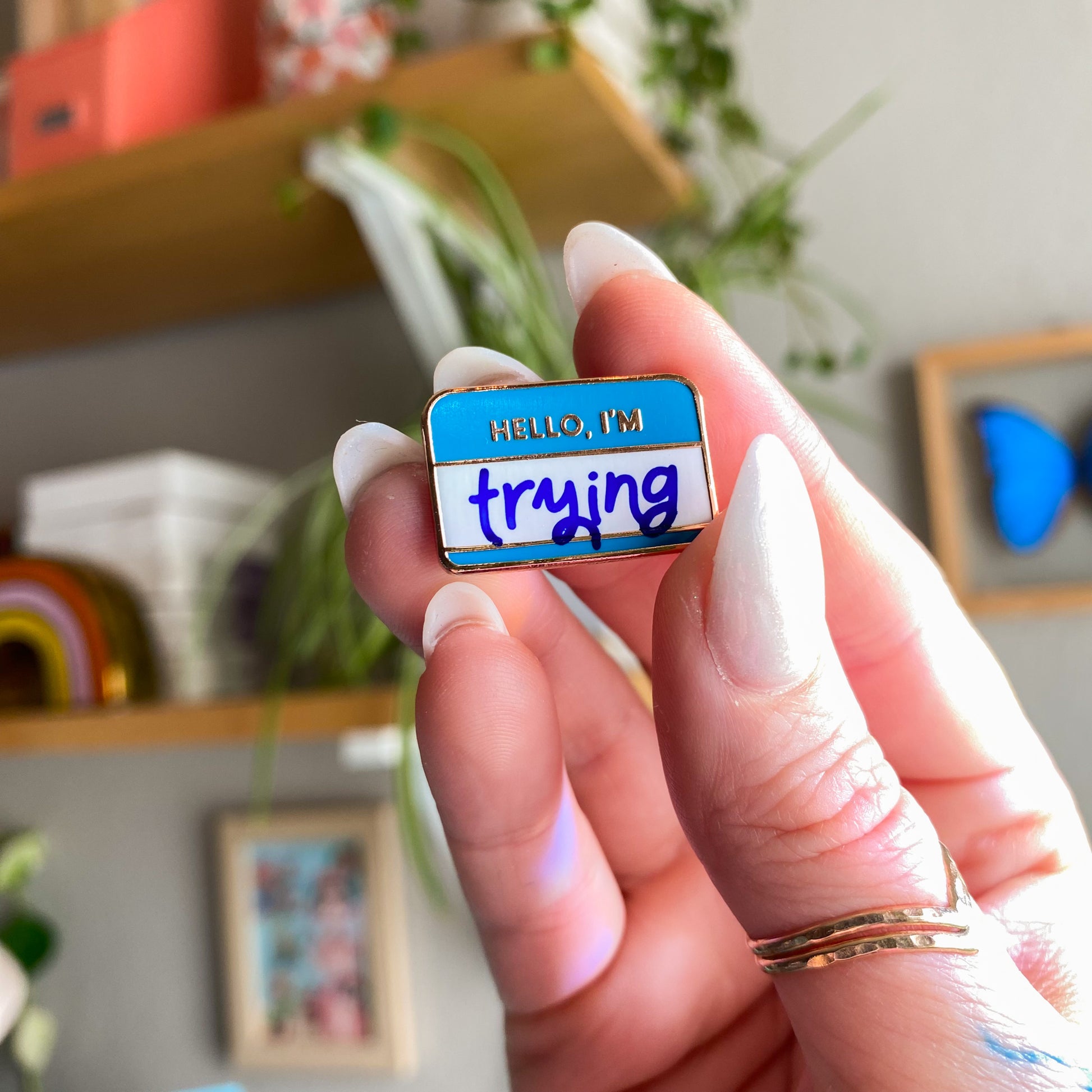 Hello, I'm Trying Enamel Pin