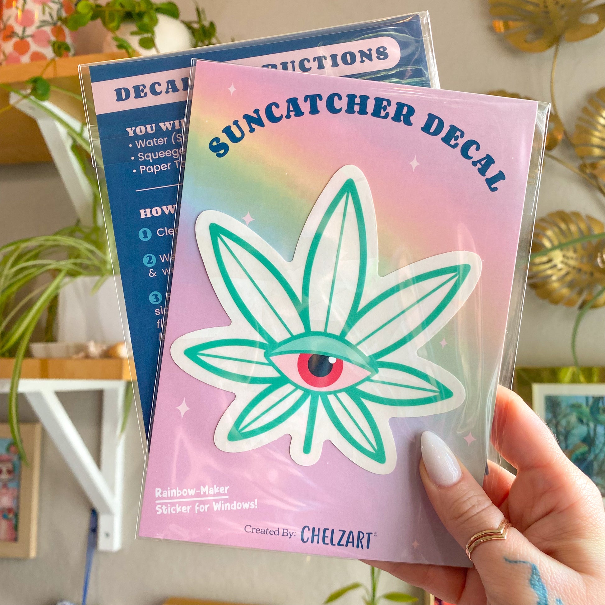 Weed Leaf Suncatcher Decal