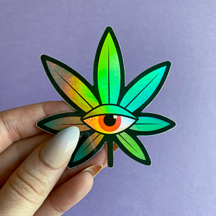Psychedelic Weed Leaf Vinyl Sticker