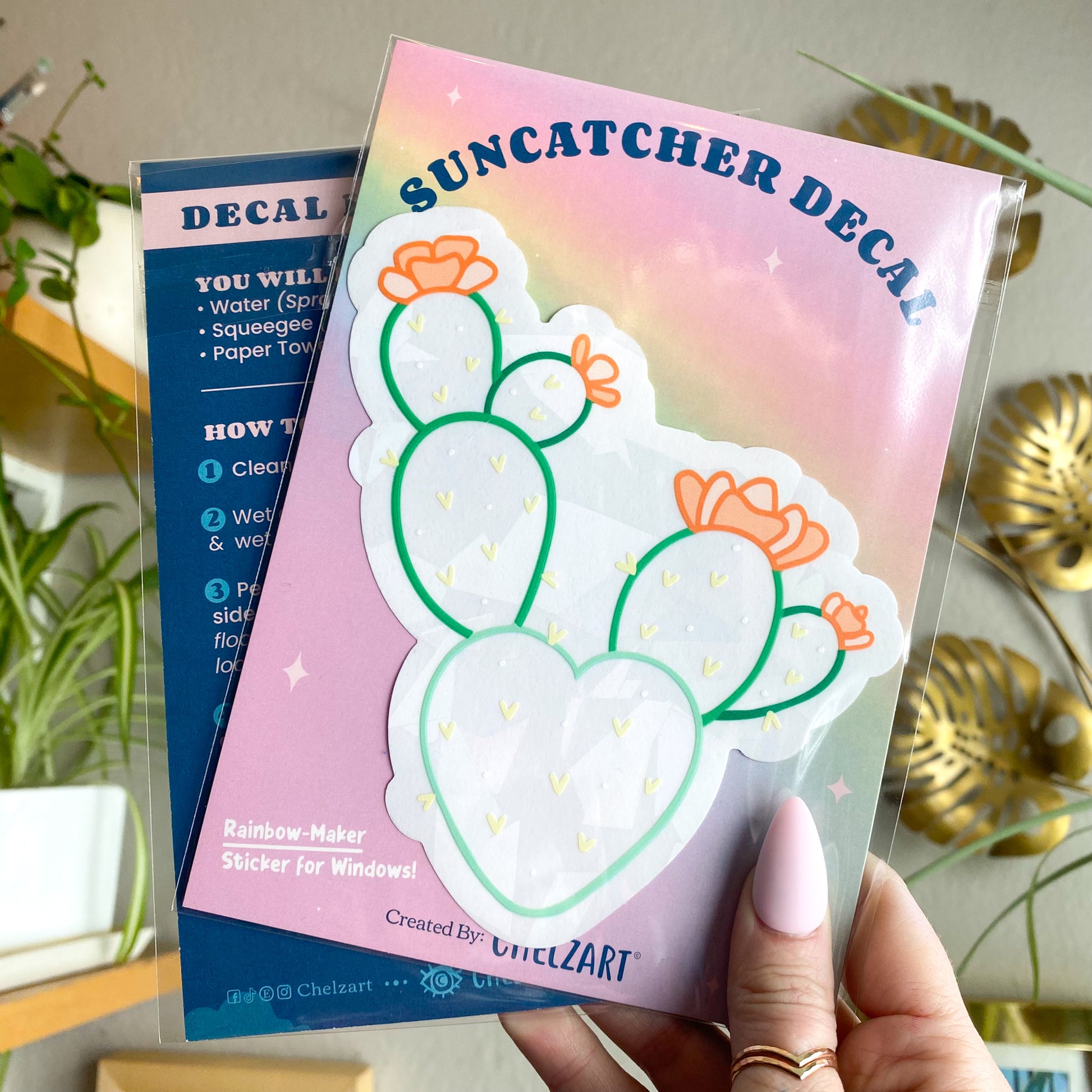 Prickly Pear Cactus Suncatcher Decal