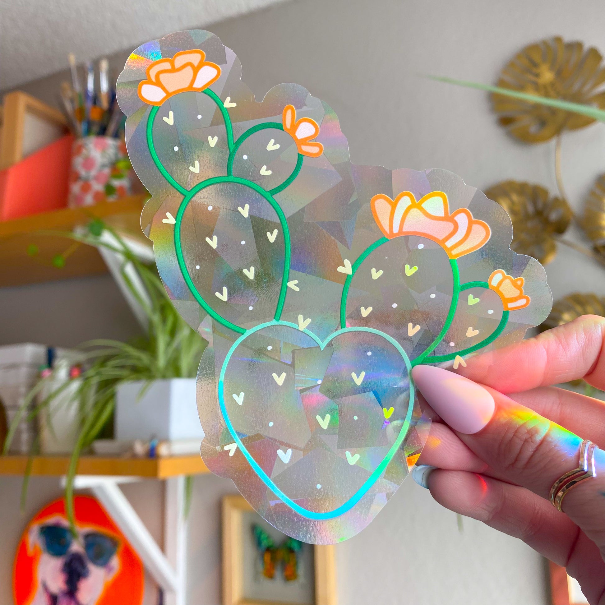 Prickly Pear Cactus Suncatcher Decal