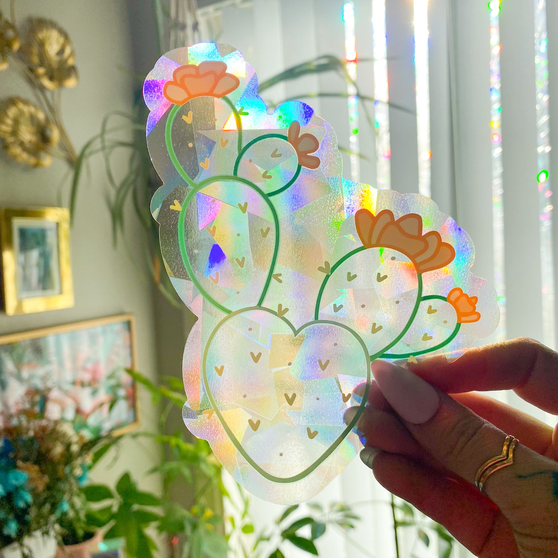 Prickly Pear Cactus Suncatcher Decal