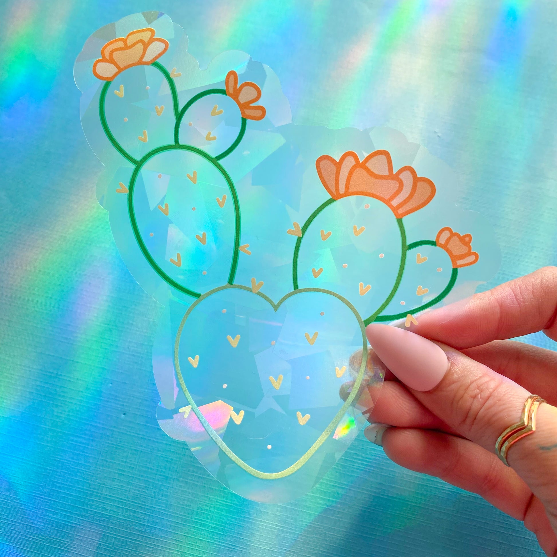 Prickly Pear Cactus Suncatcher Decal