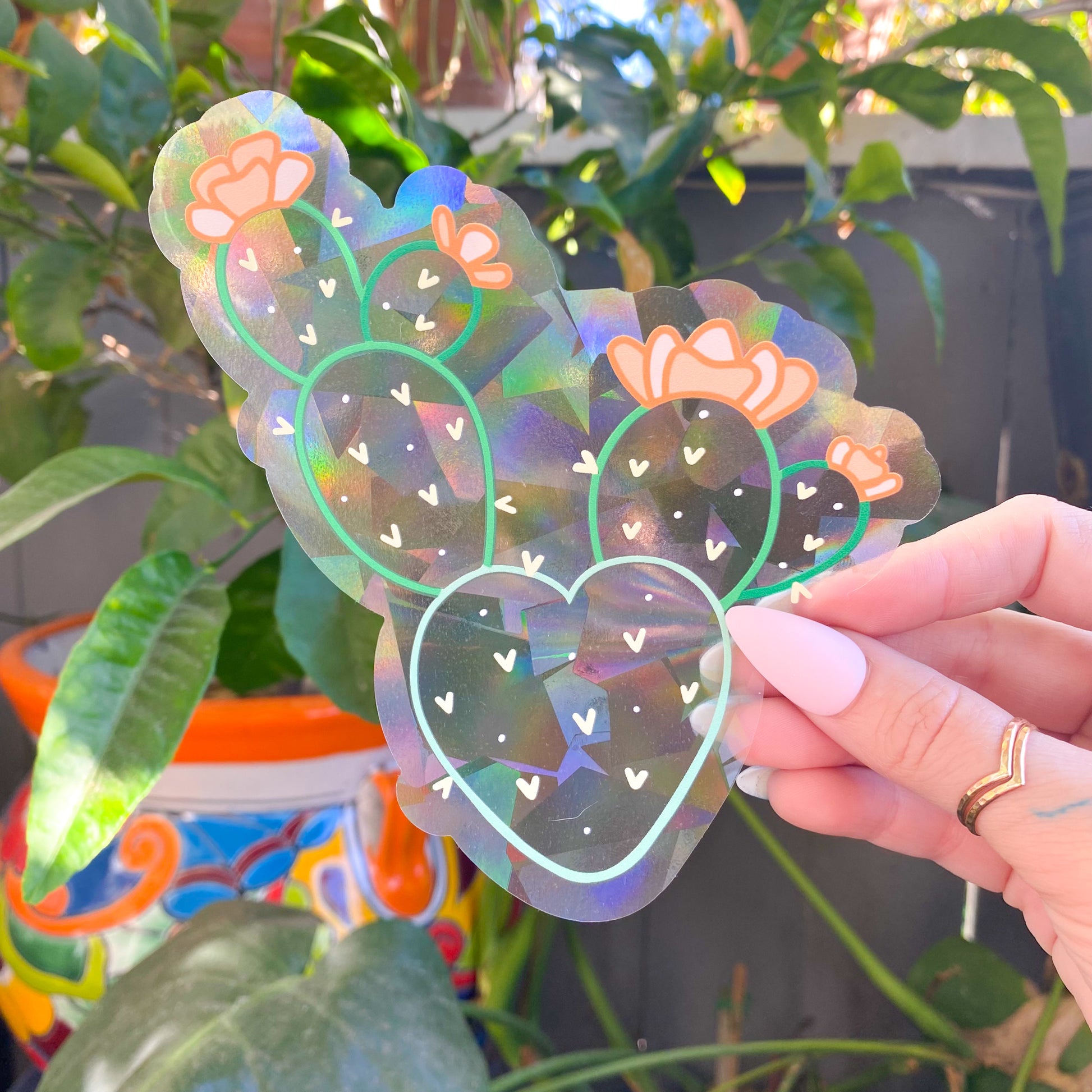 Prickly Pear Cactus Suncatcher Decal