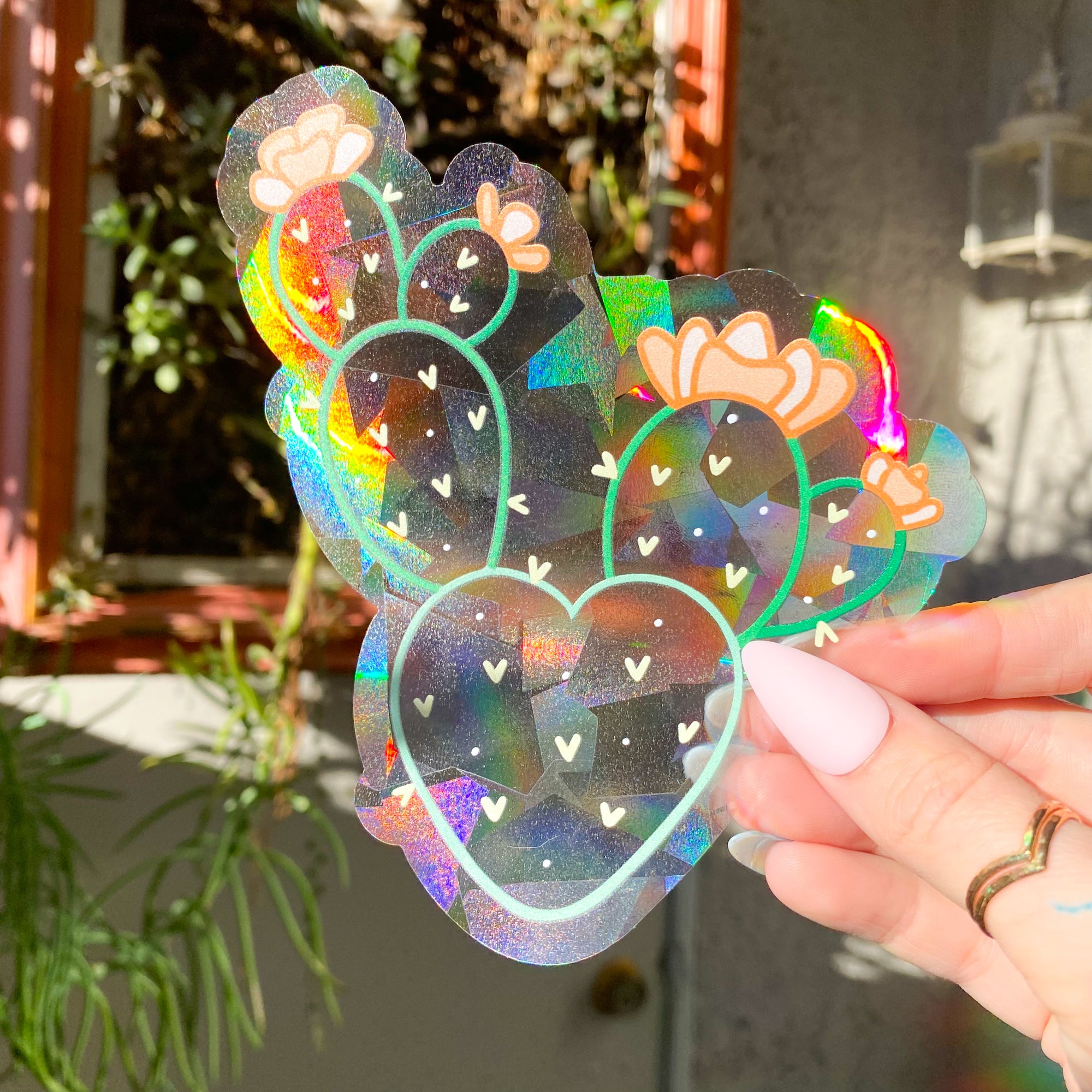 Prickly Pear Cactus Suncatcher Decal