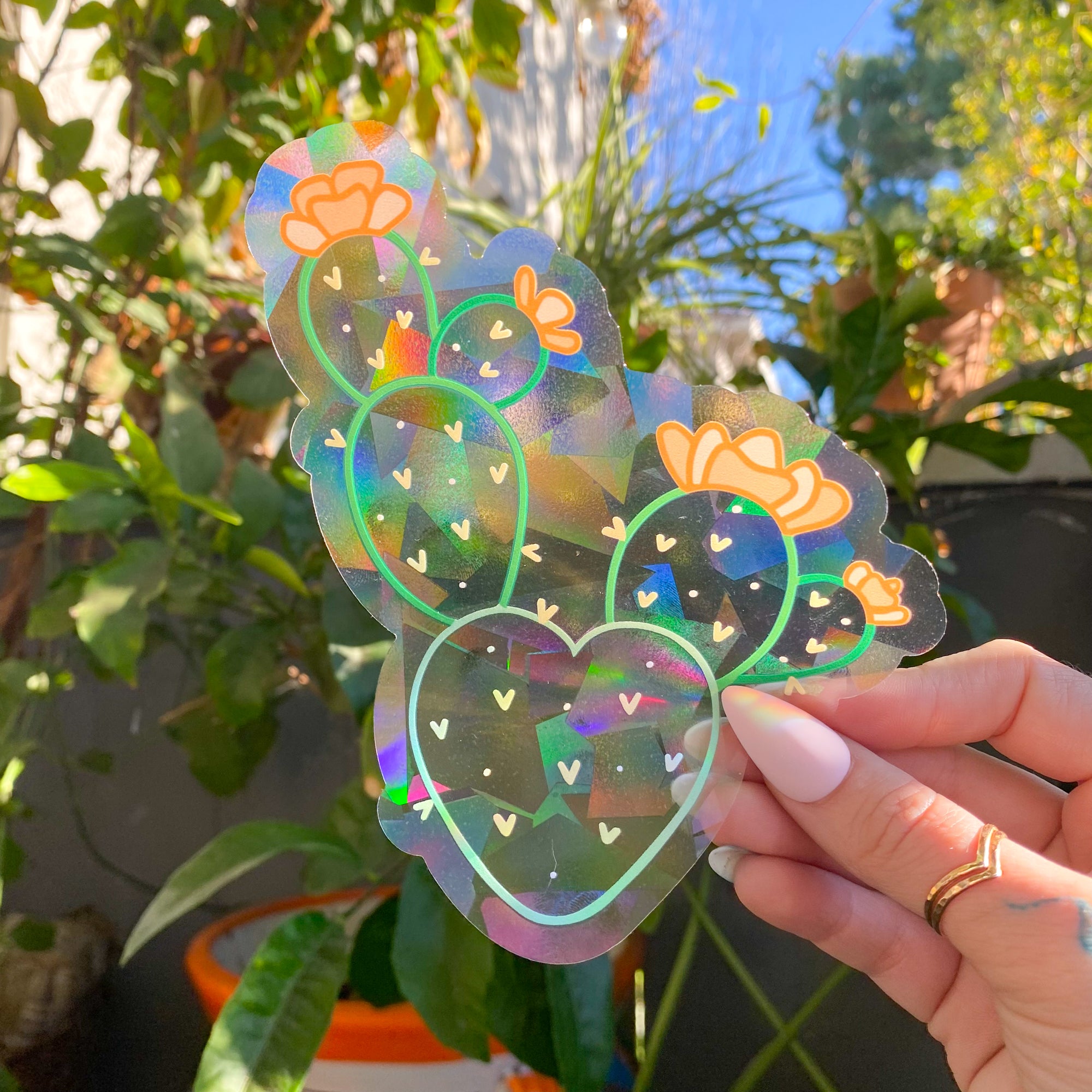 Prickly Pear Cactus Suncatcher Decal