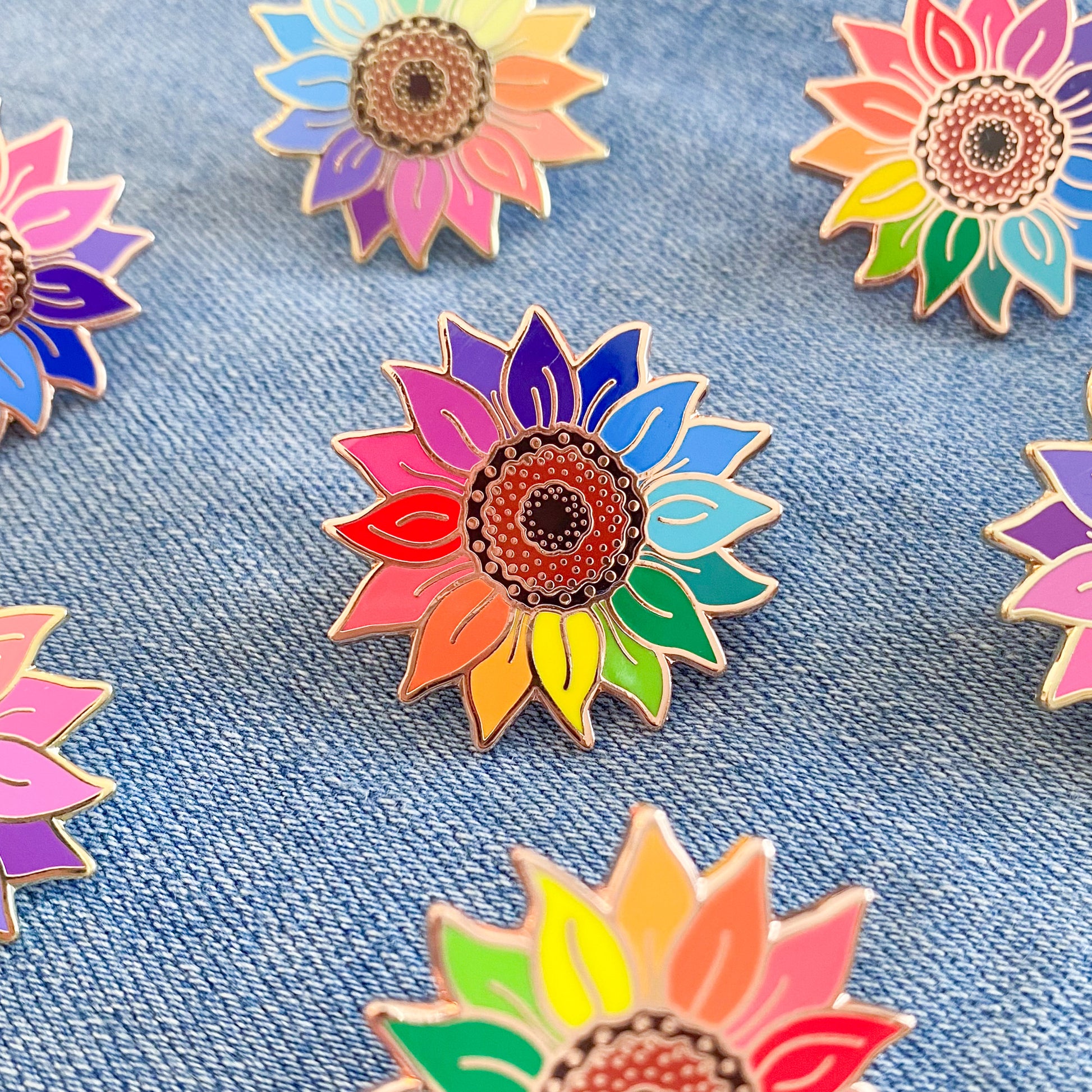 Rainbow Sunflower Enamel Pin