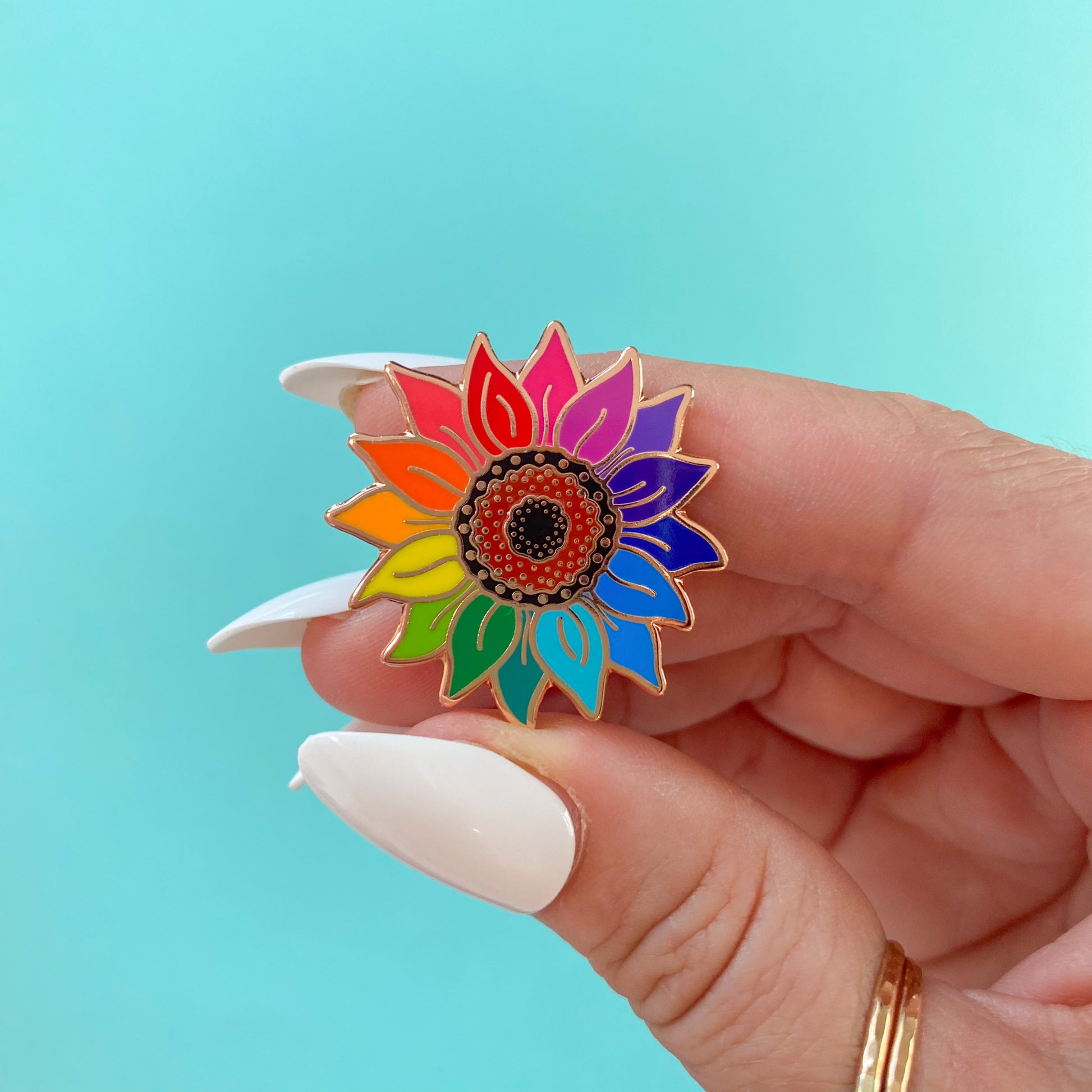 Rainbow Sunflower Enamel Pin