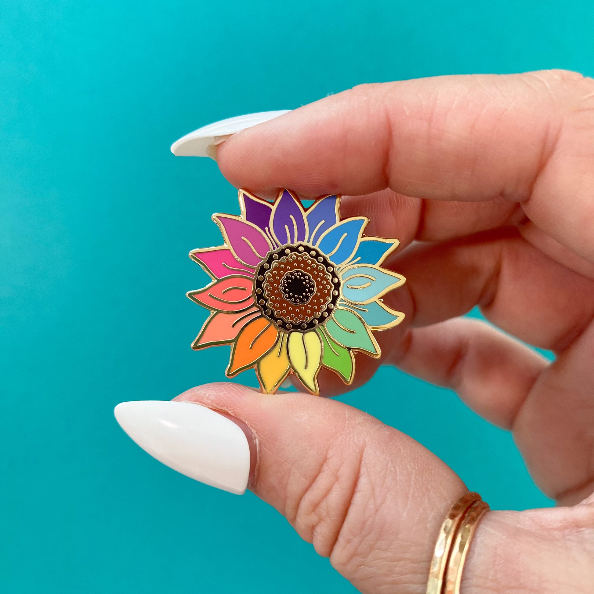 Rainbow Sunflower Enamel Pin