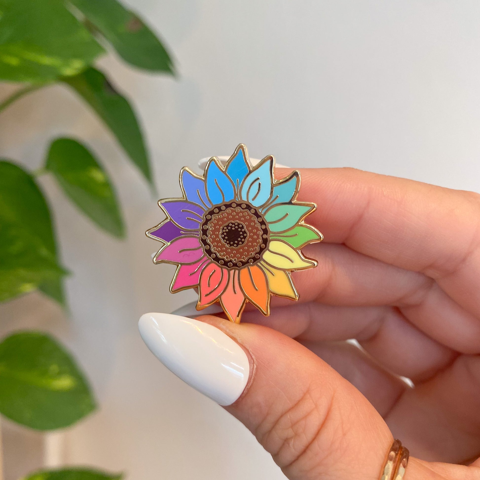 Rainbow Sunflower Enamel Pin